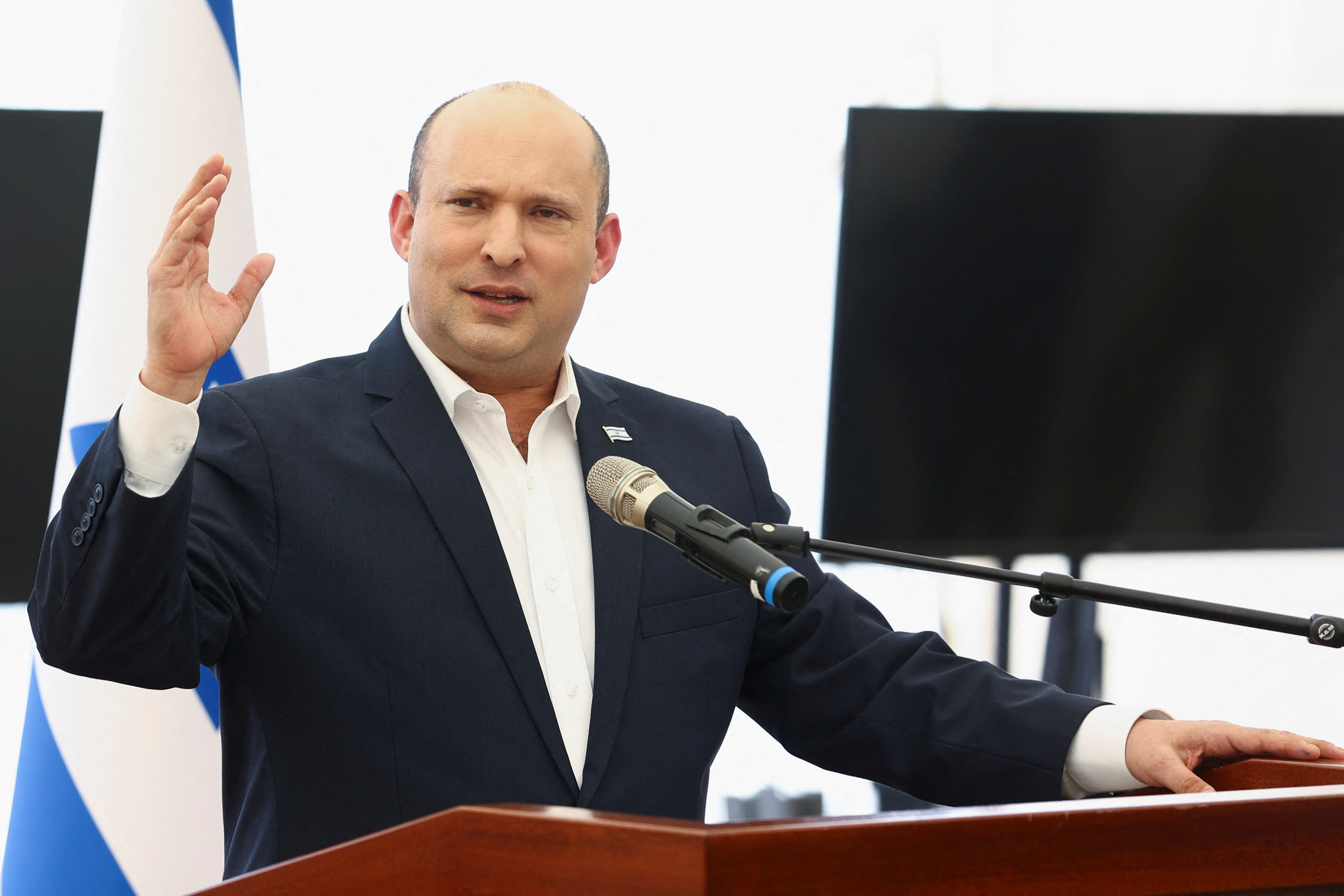 Israel's PM Bennett visits an army base in the Jewish settlement of Beit El