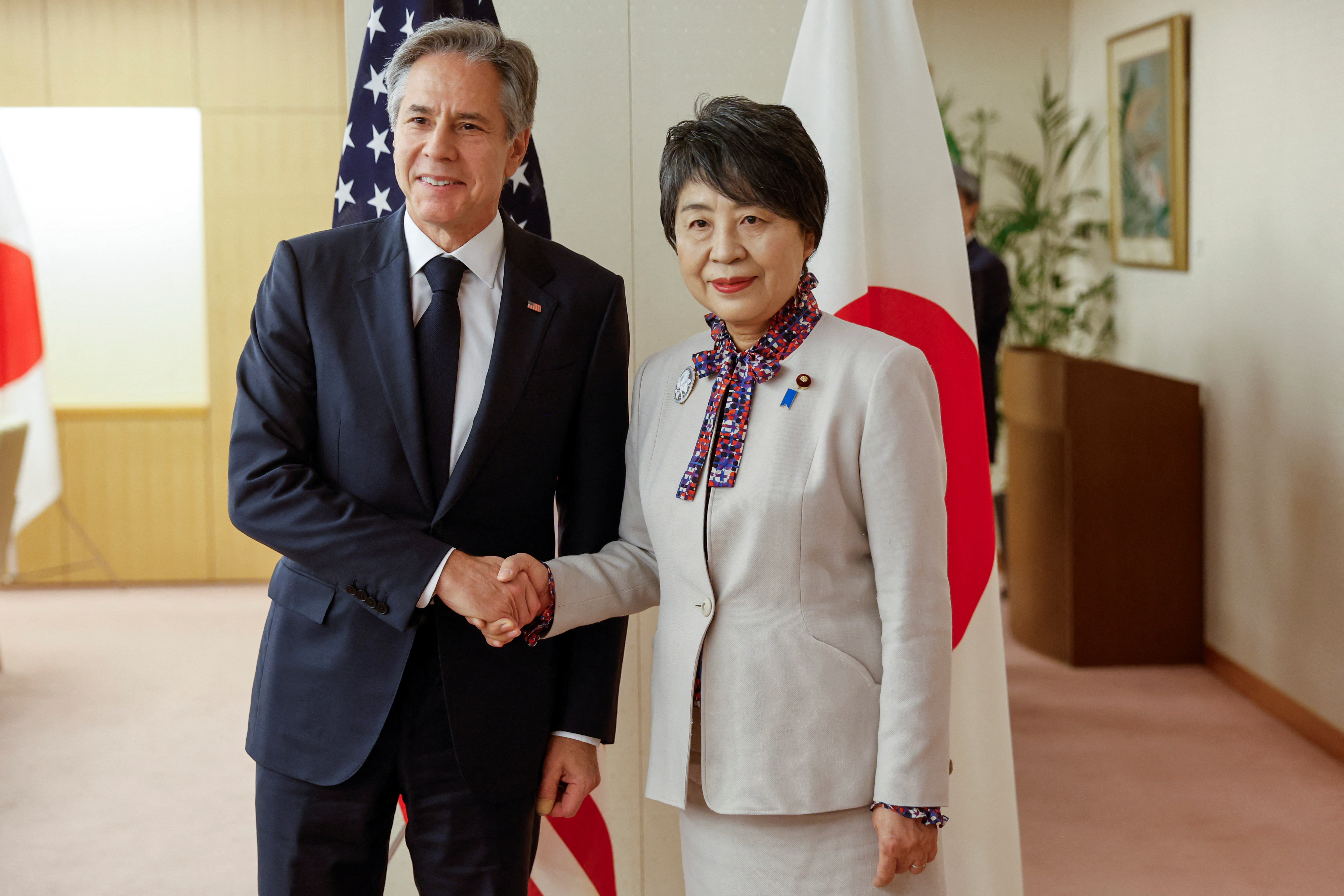 訂正 米国務長官、上川外相とガザ支援巡り協議 「ハマス非難に謝意