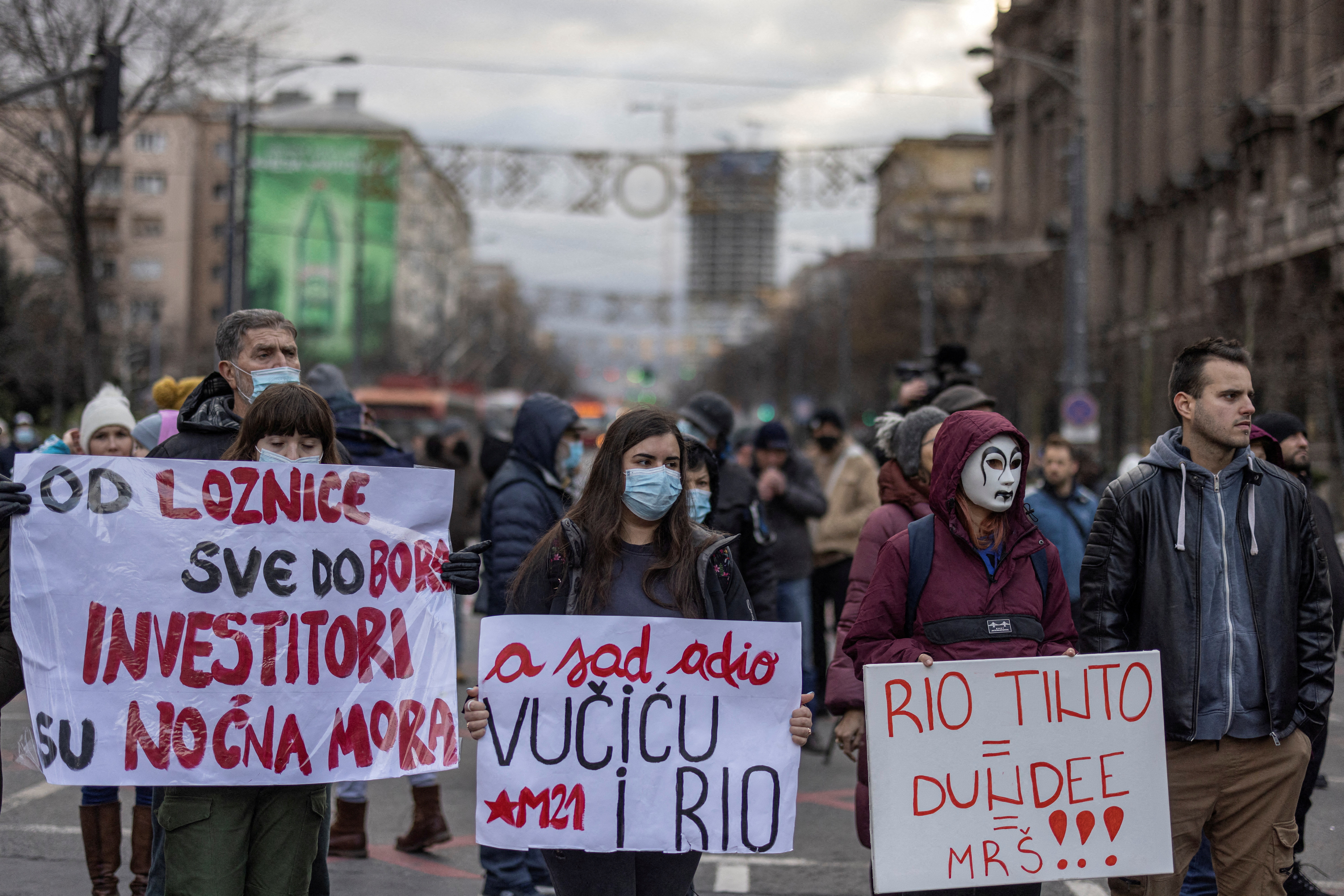 Protest against Rio Tinto's plan to open lithium mine in Belgrade