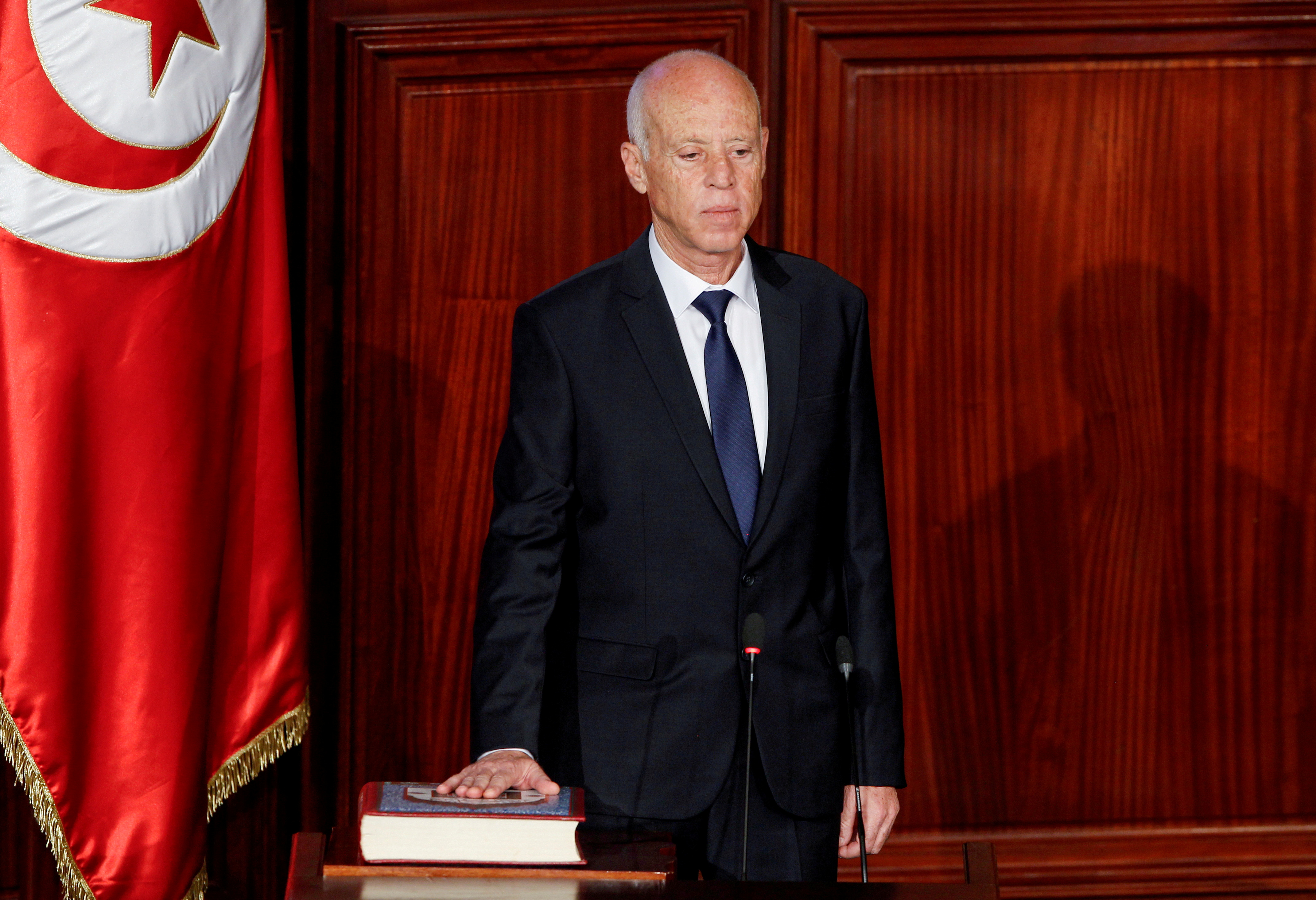 Tunisian President Kais Saied takes the oath of office in Tunis