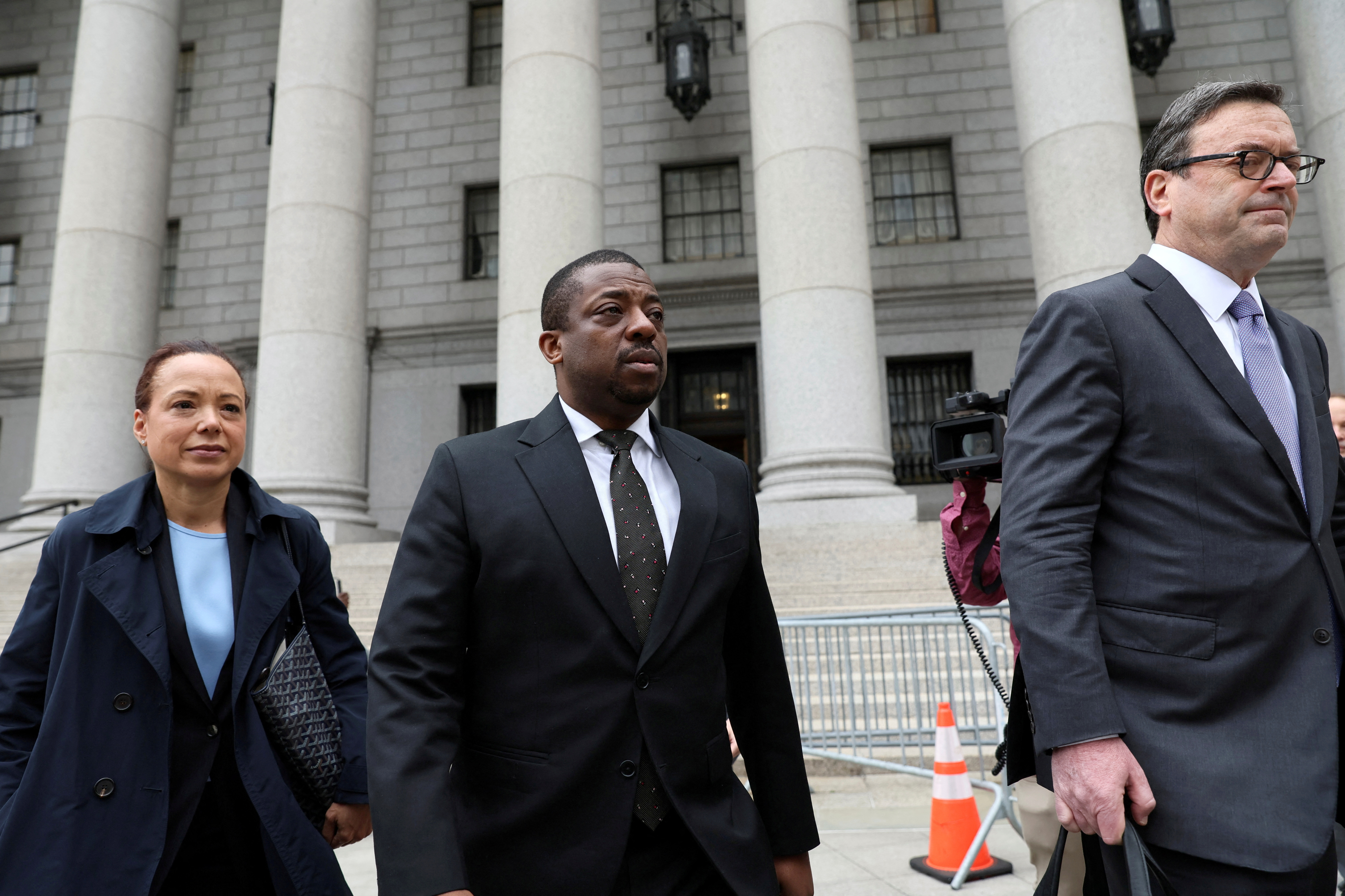 Former New York State Lieutenant Governor Brian Benjamin exits Manhattan federal courthouse in New York