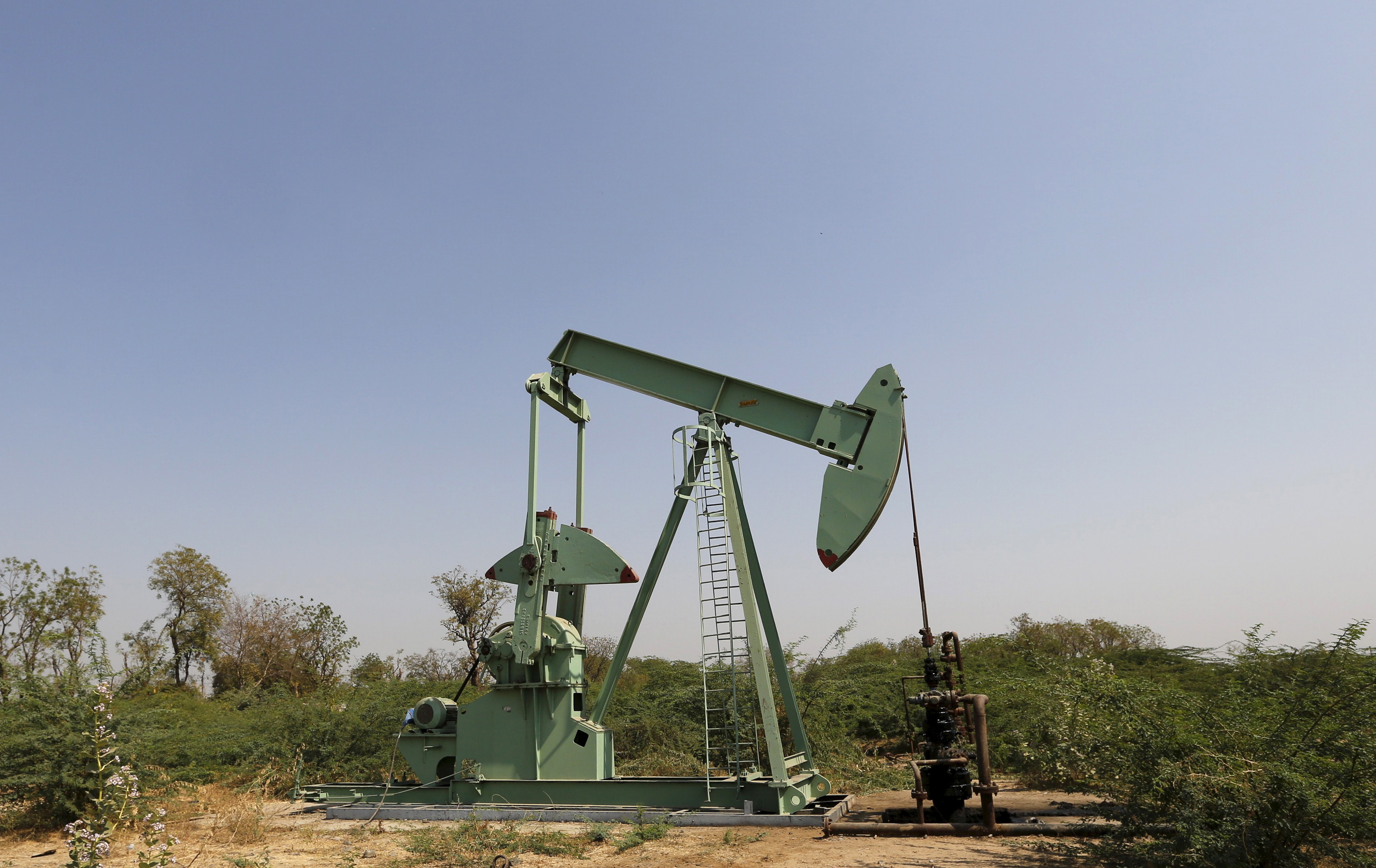 ONGC well is pictured in an oil field on the outskirts of western city of Ahmedabad