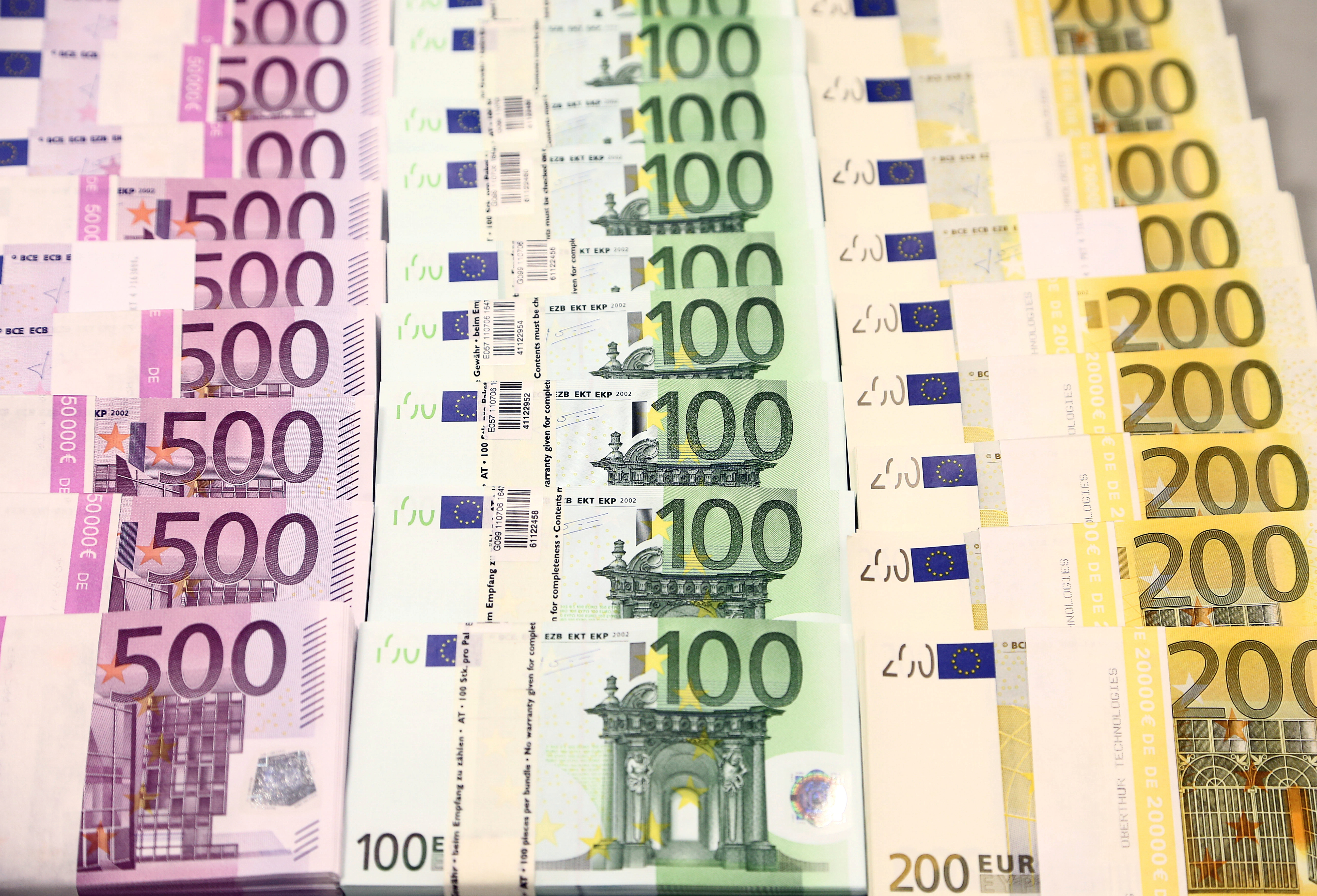 Euro currency bills are pictured at the Croatian National Bank in Zagreb