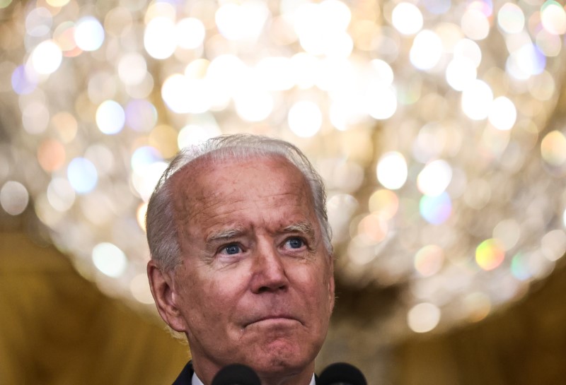 U.S. President Joe Biden hails Senate passage of the bipartisan infrastructure bill at the White House in Washington