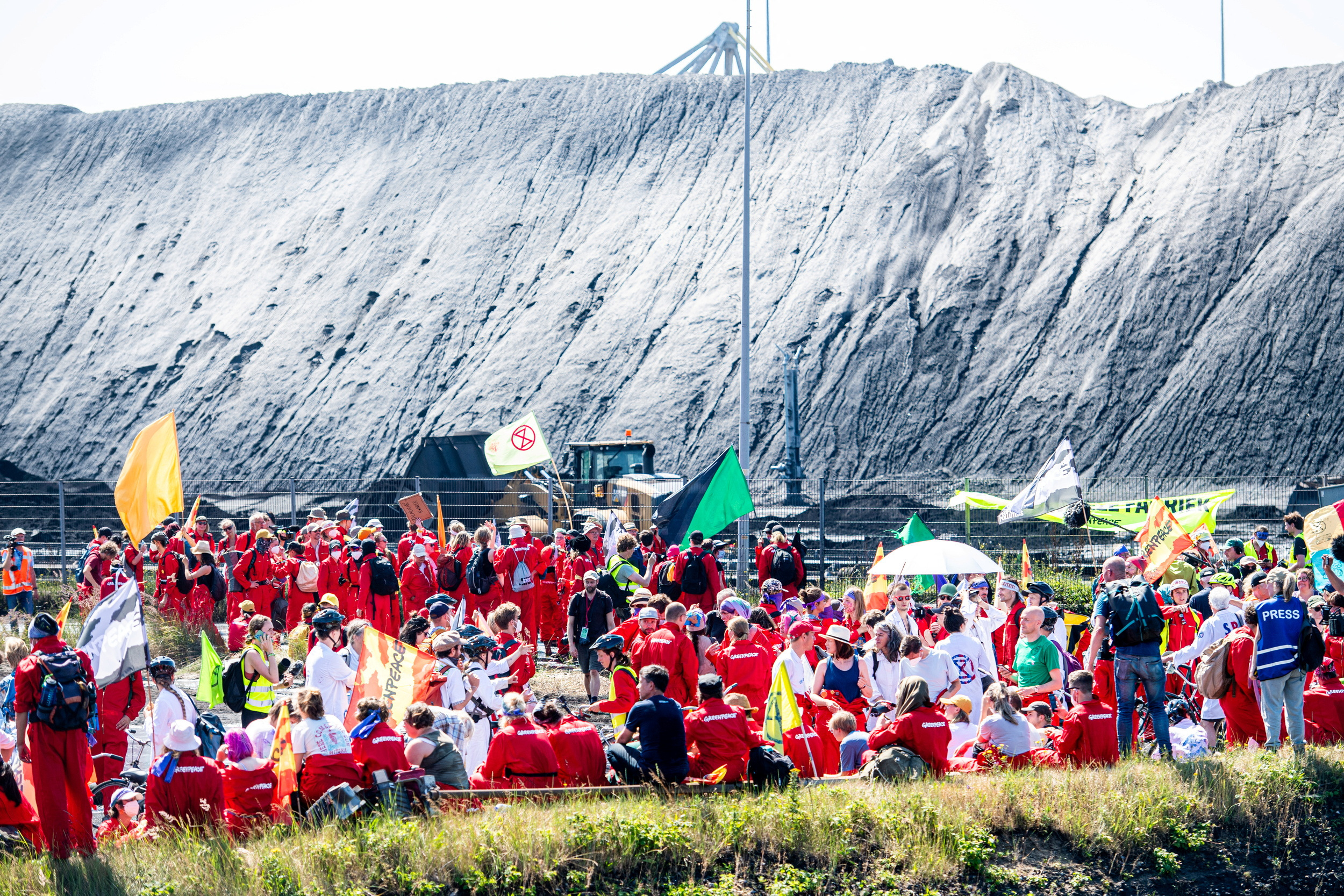 Environmental activists protest at Dutch Tata Steel plant