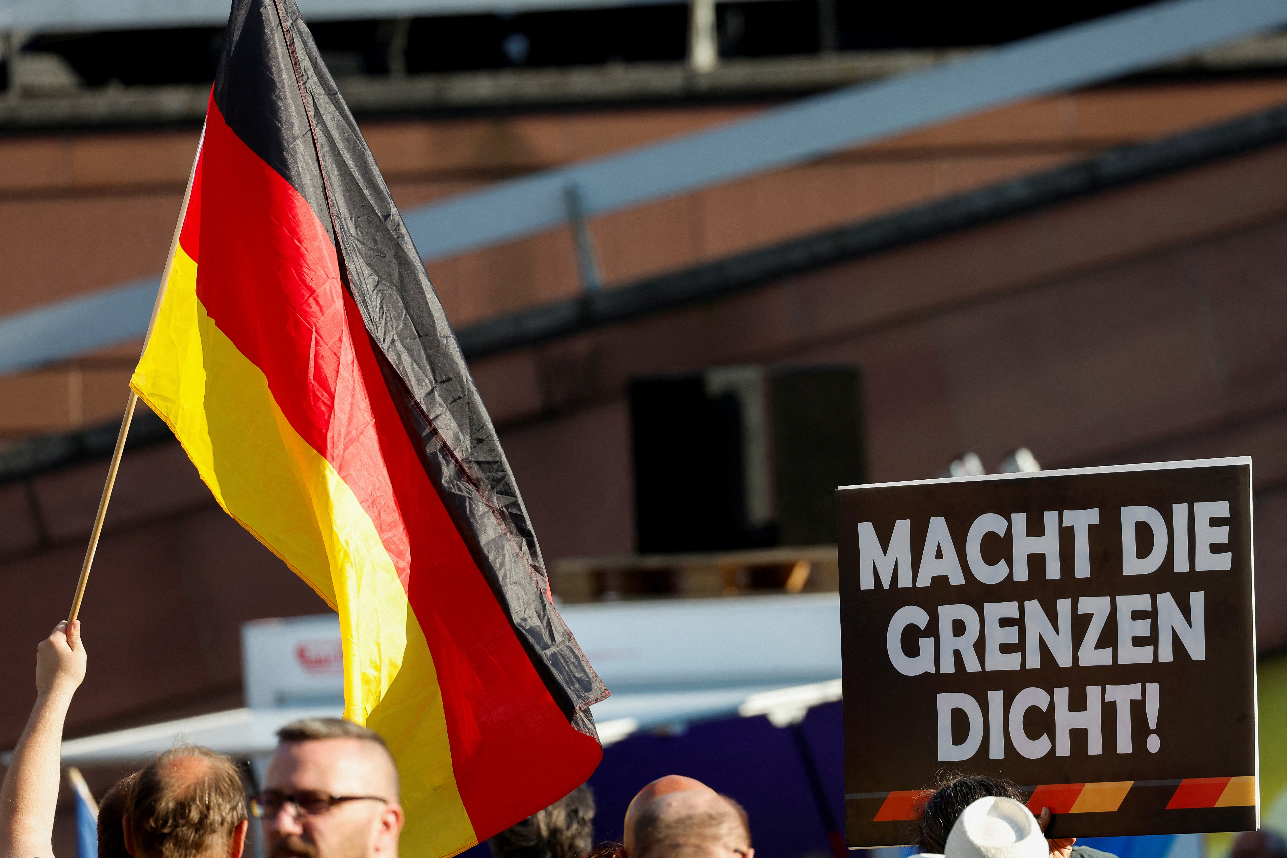 Right wing Alternative for Germany (AfD) party protest, one week after a man killed a policeman with a knife in the city of Mannheim