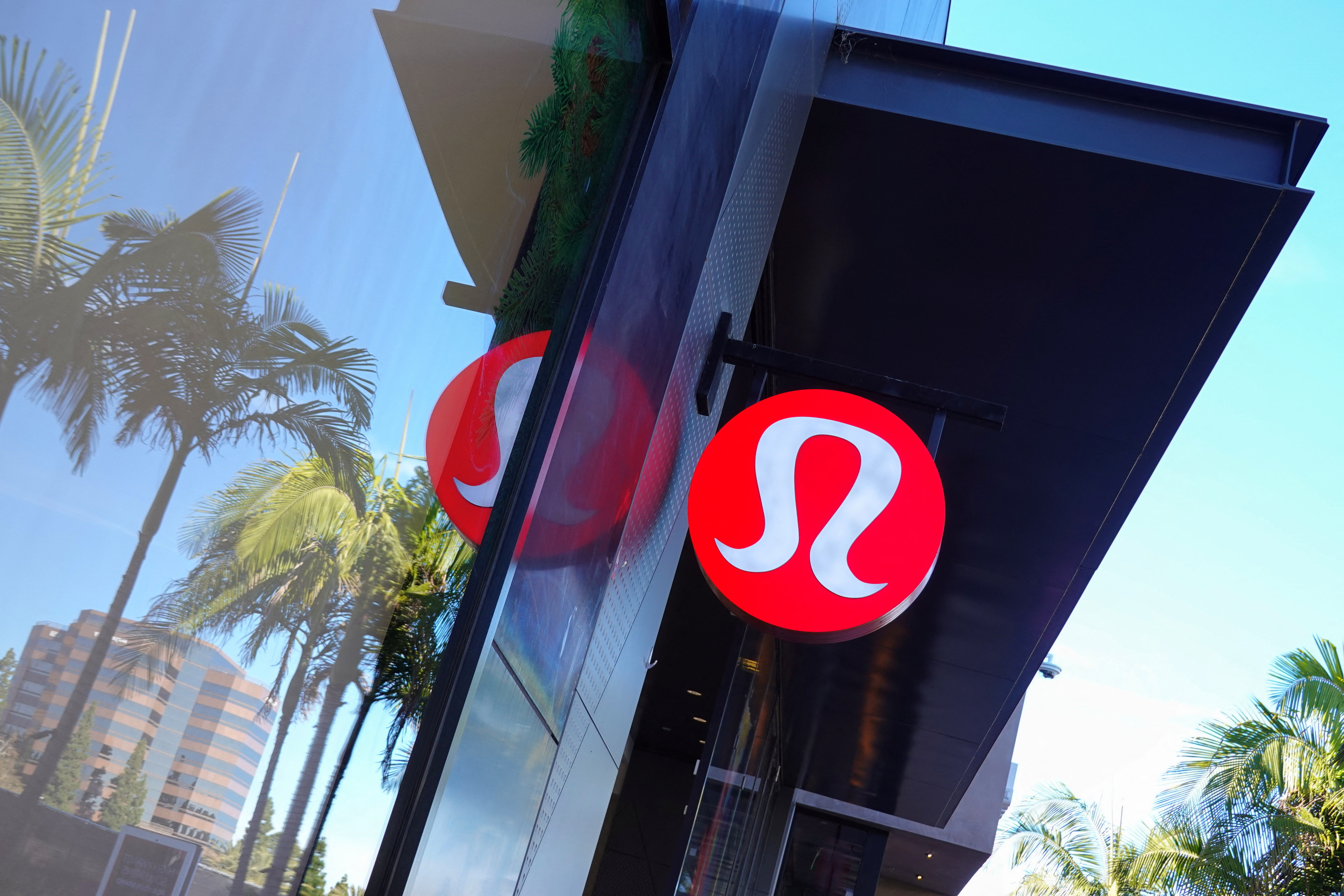 A Lululemon sign is seen at a shopping mall in California