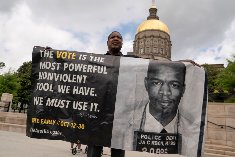 Rally against the state's new voting restrictions, in Atlanta