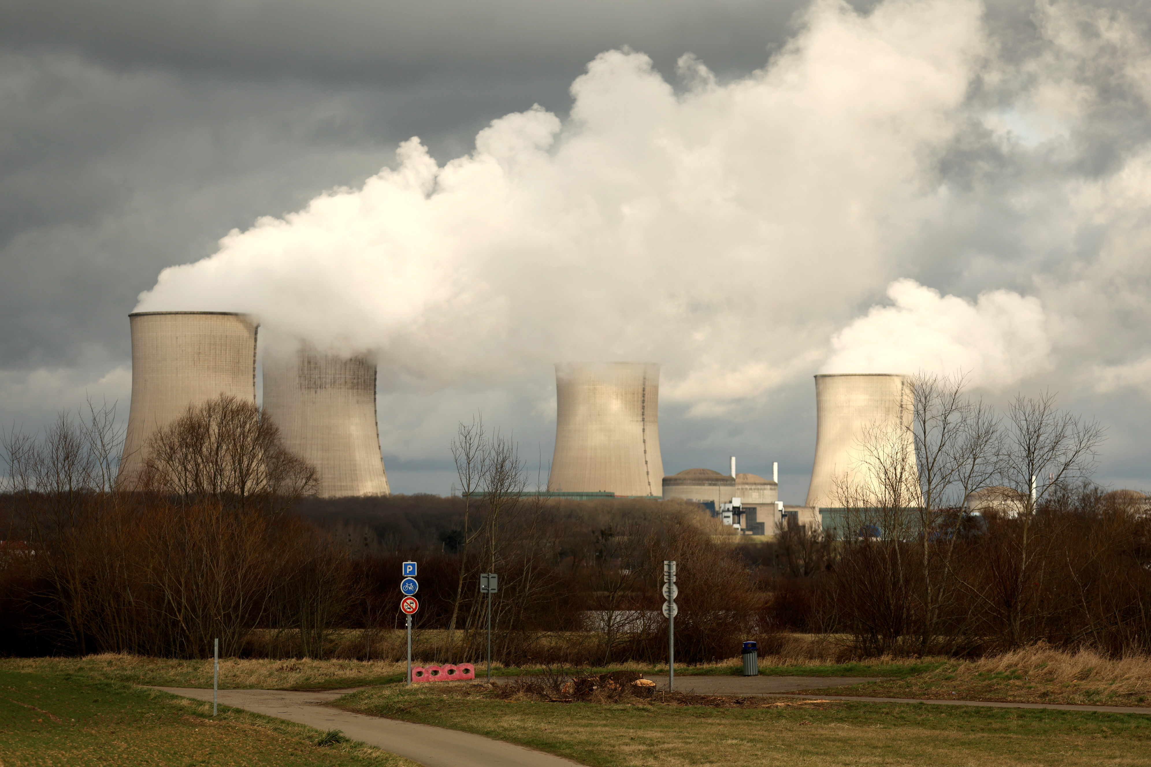 A general view shows the four cooling towers and the reactors of the Electricite de France (EDF) nuclear power plant in Cattenom