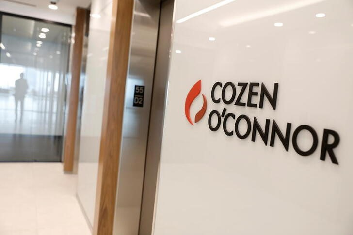 The company logo of the law firm Cozen O'Connor is seen at their legal offices in the Manhattan borough of New York City, New York