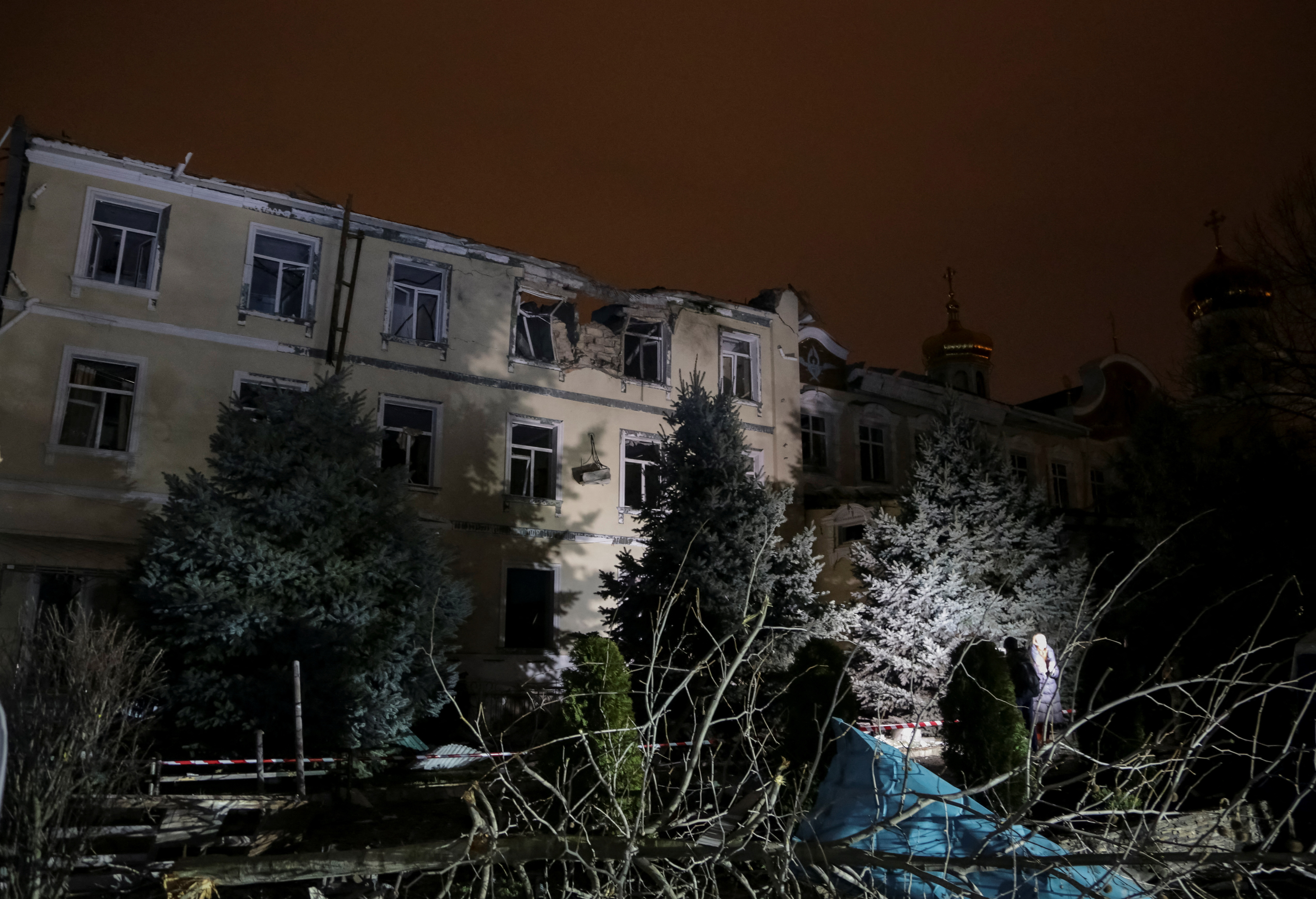 A view shows a monastery damaged by a Russian missile strike in Odesa
