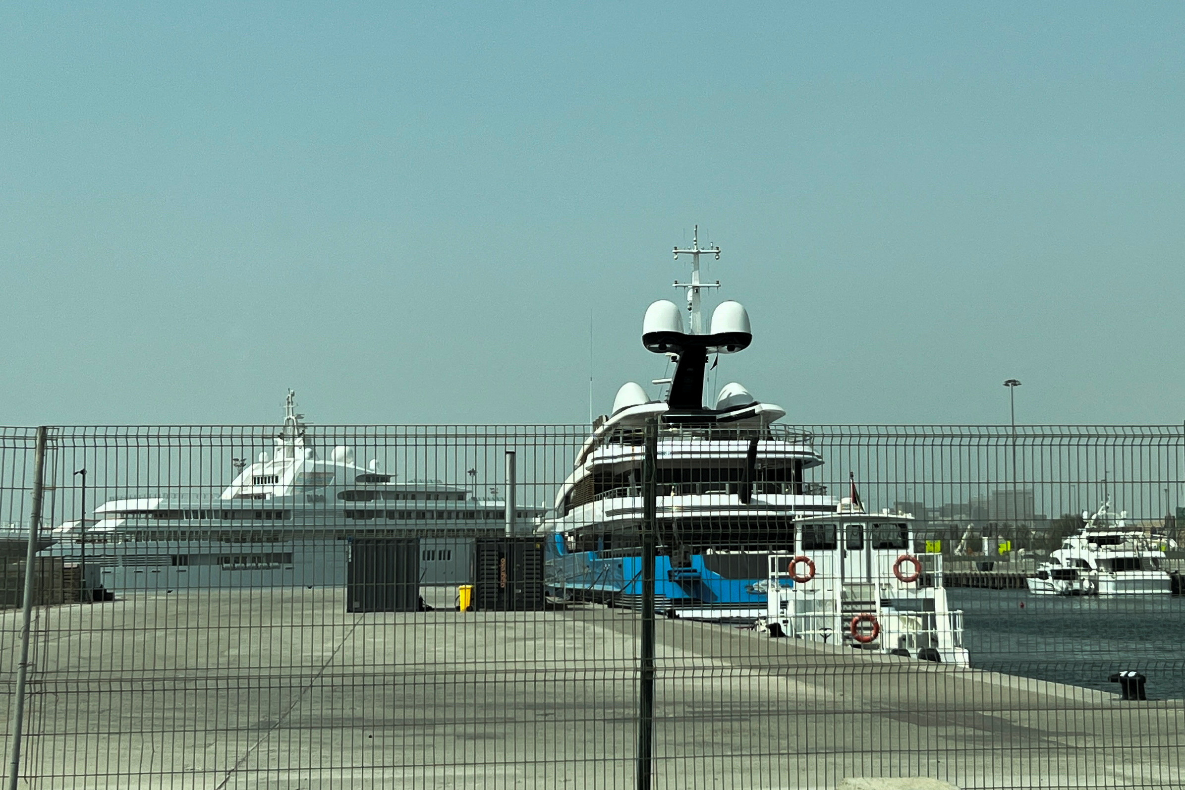 Yacht Andrei Skoch is docked at Port Rashid terminal, in Dubai