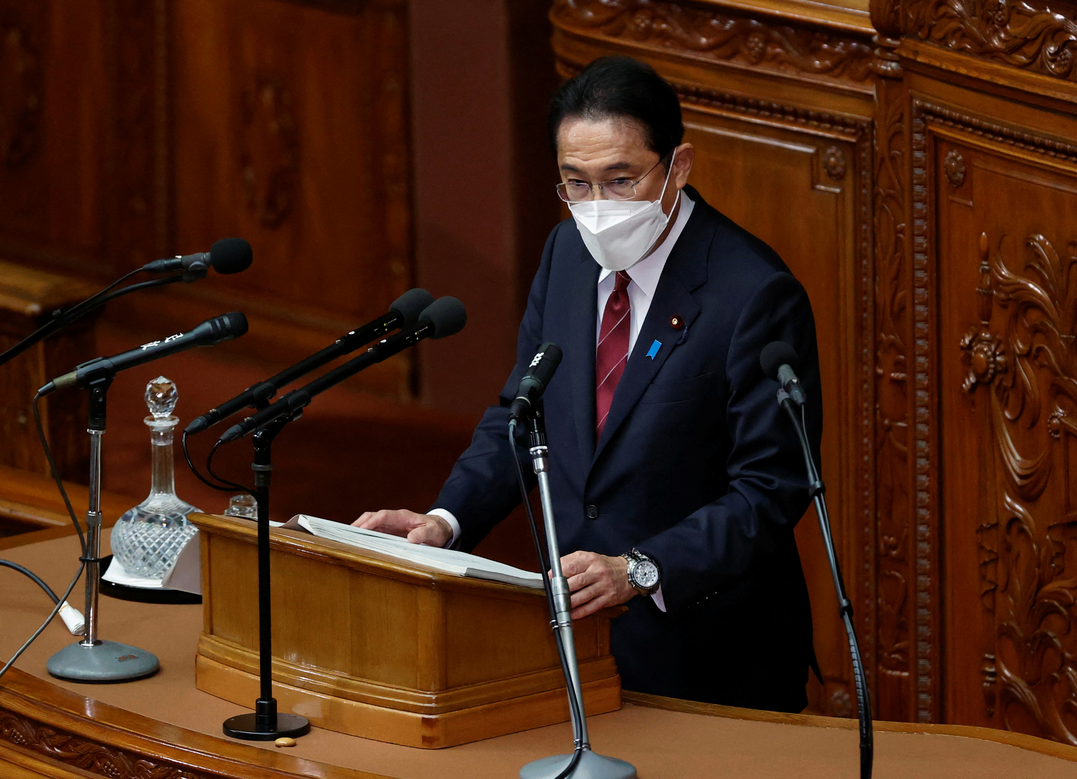 Japan's Prime Minister Fumio Kishida attends the opening of an extraordinary session of parliament in Tokyo