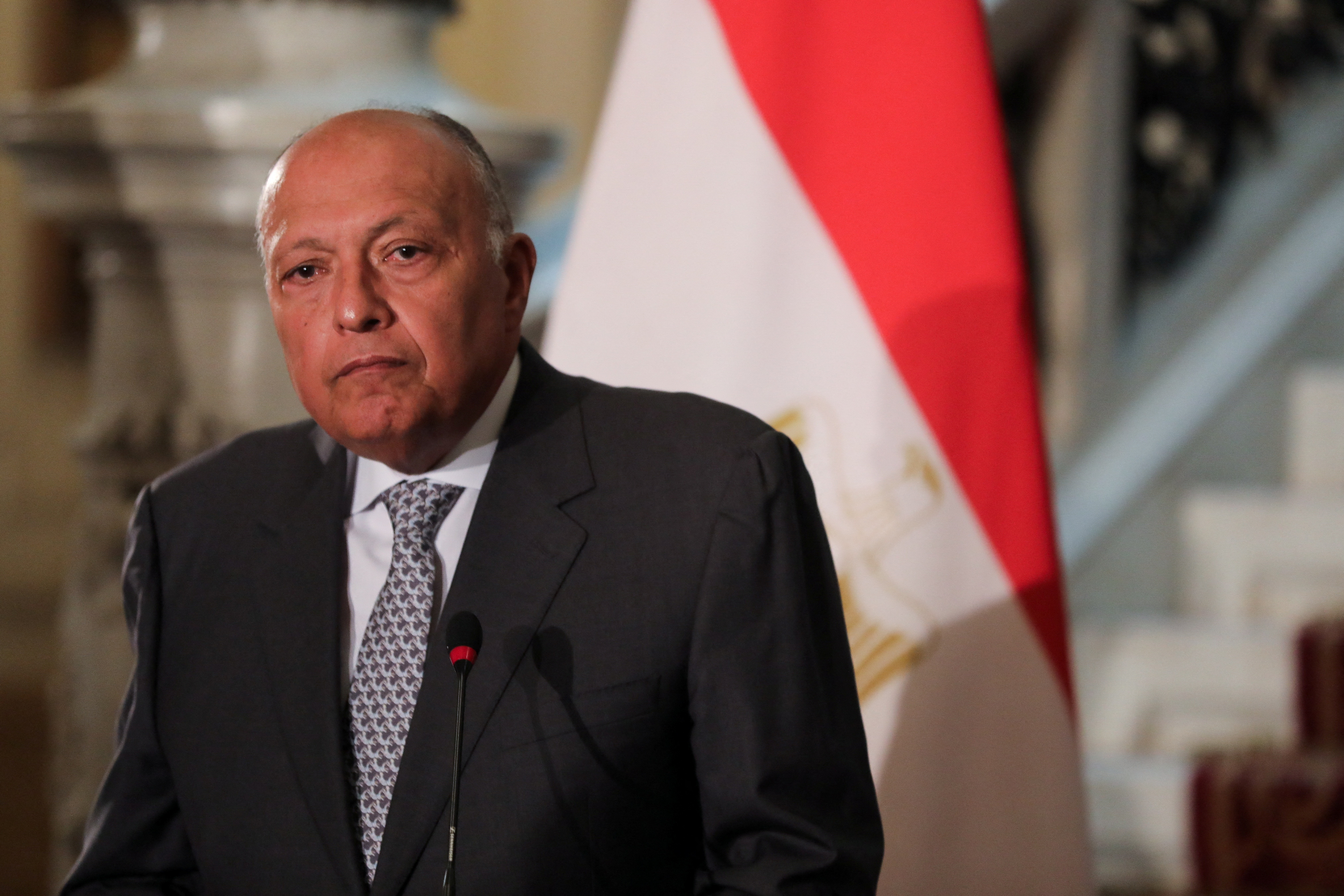 Egyptian, French and Jordanian Foreign Ministers hold a joint press conference in Cairo