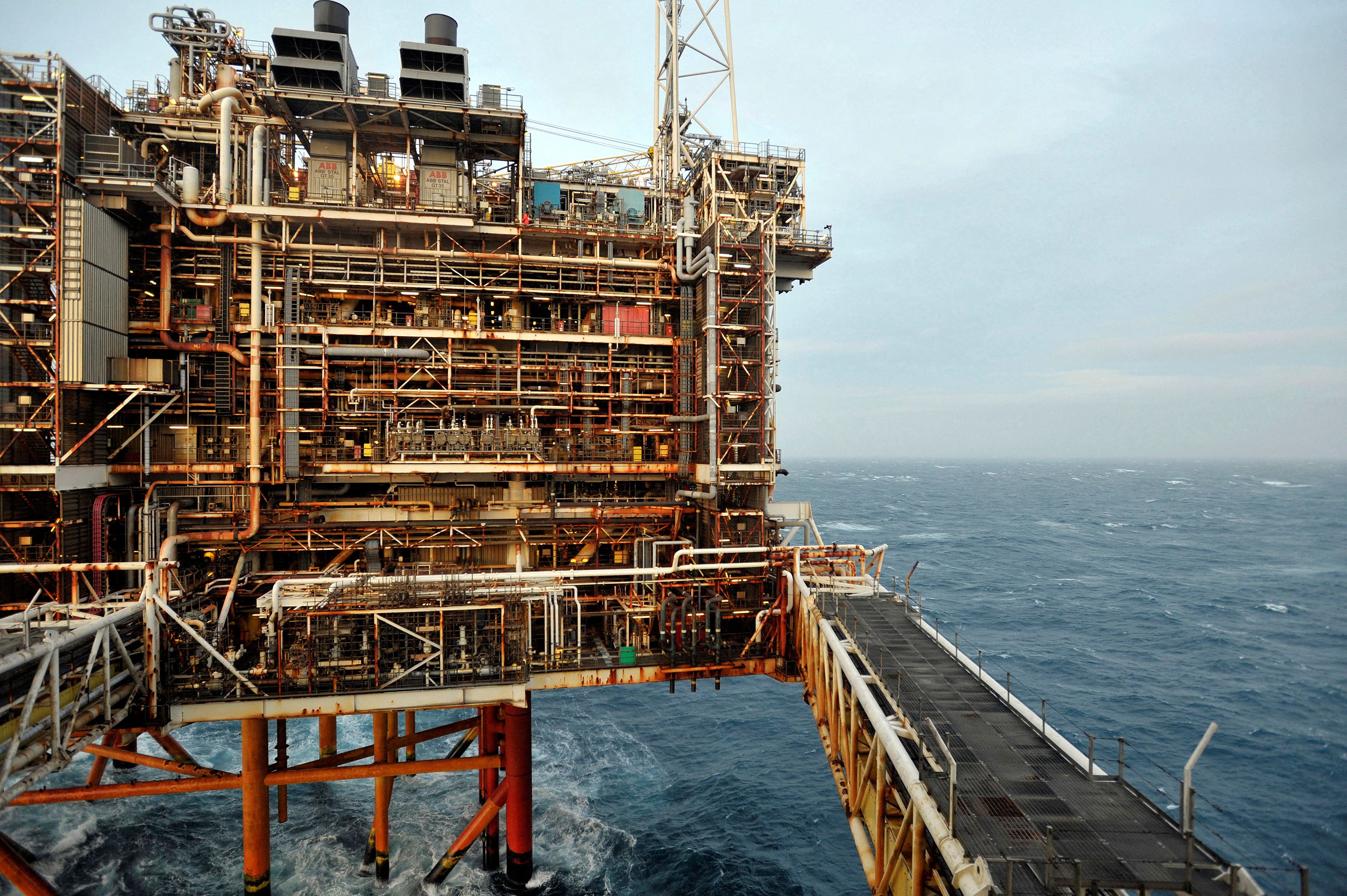 A section of the BP Eastern Trough Area Project oil platform is seen in the North Sea, around 100 miles east of Aberdeen