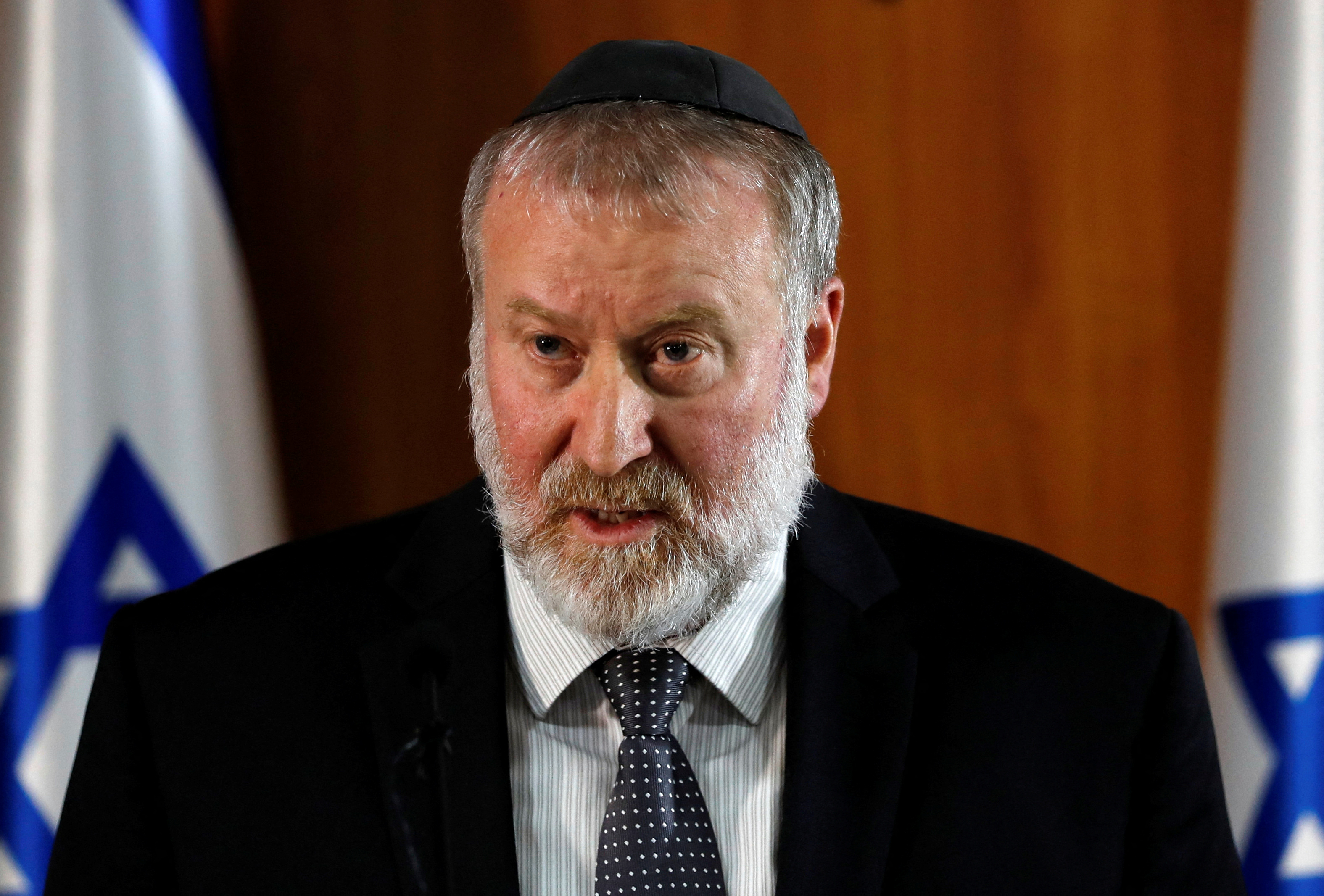 Israel's Attorney General Avichai Mandelblit announces decision on indictment of Benjamin Netanyahu, in Jerusalem
