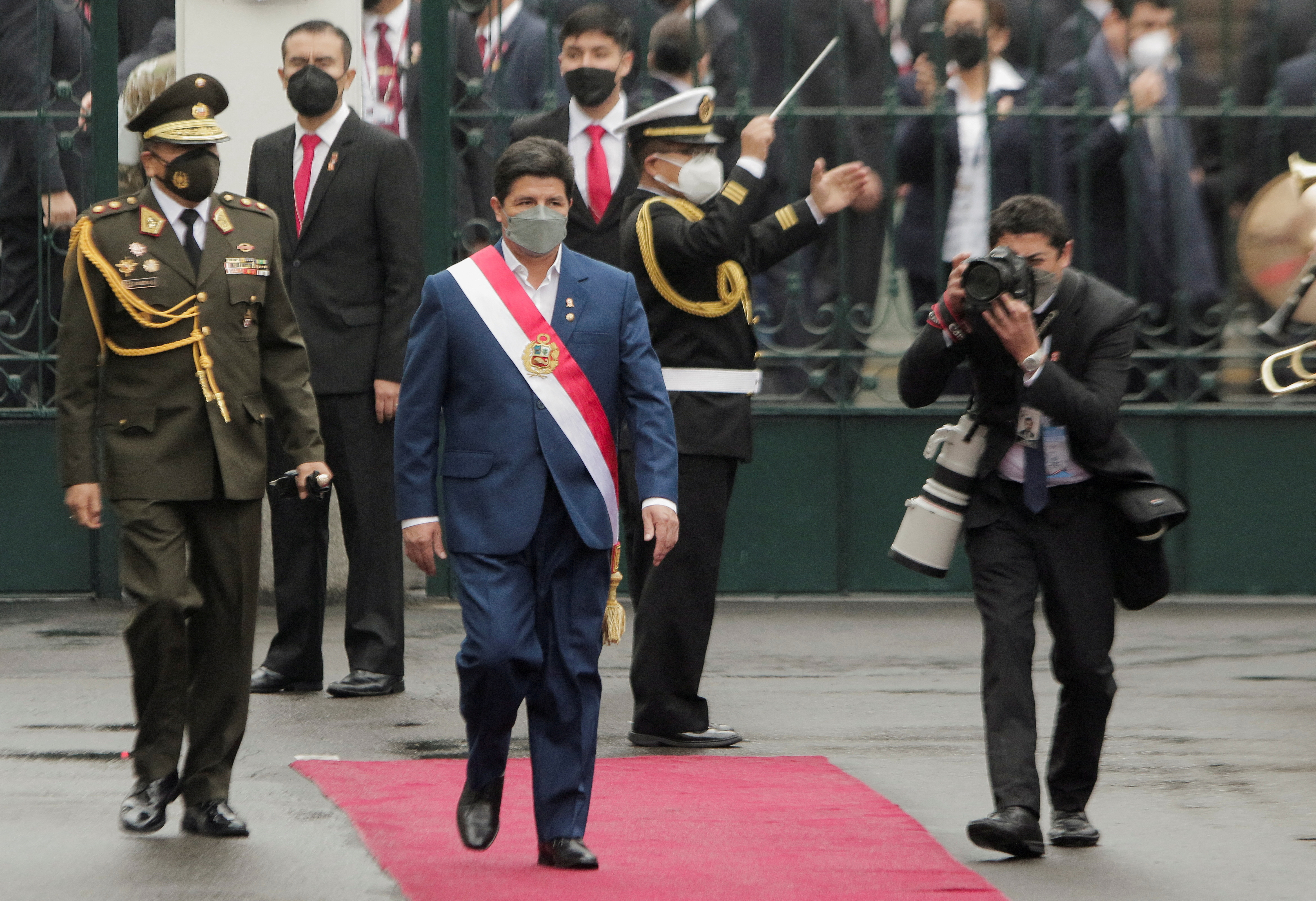 Peru's president Pedro Castillo delivers his address to the nation