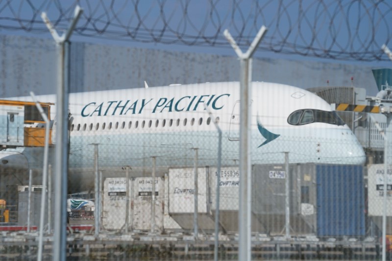 Cathay Pacific aircraft is seen at Hong Kong International Airport, China October 20, 2020. REUTERS/Lam Yik/File Photo