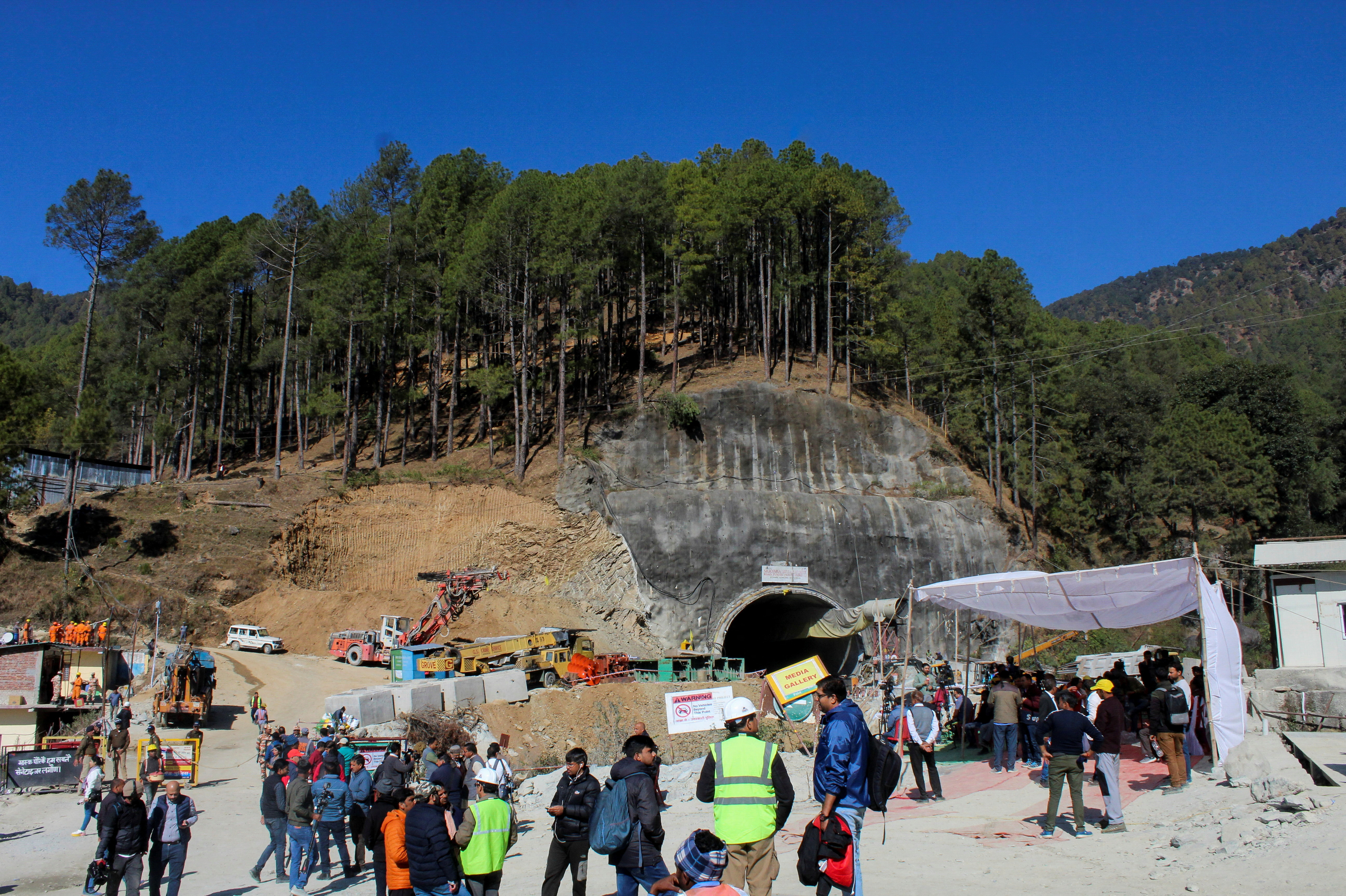 Tunnel where workers are trapped following a collapse in Uttarkashi, in the northern state of Uttarakhand