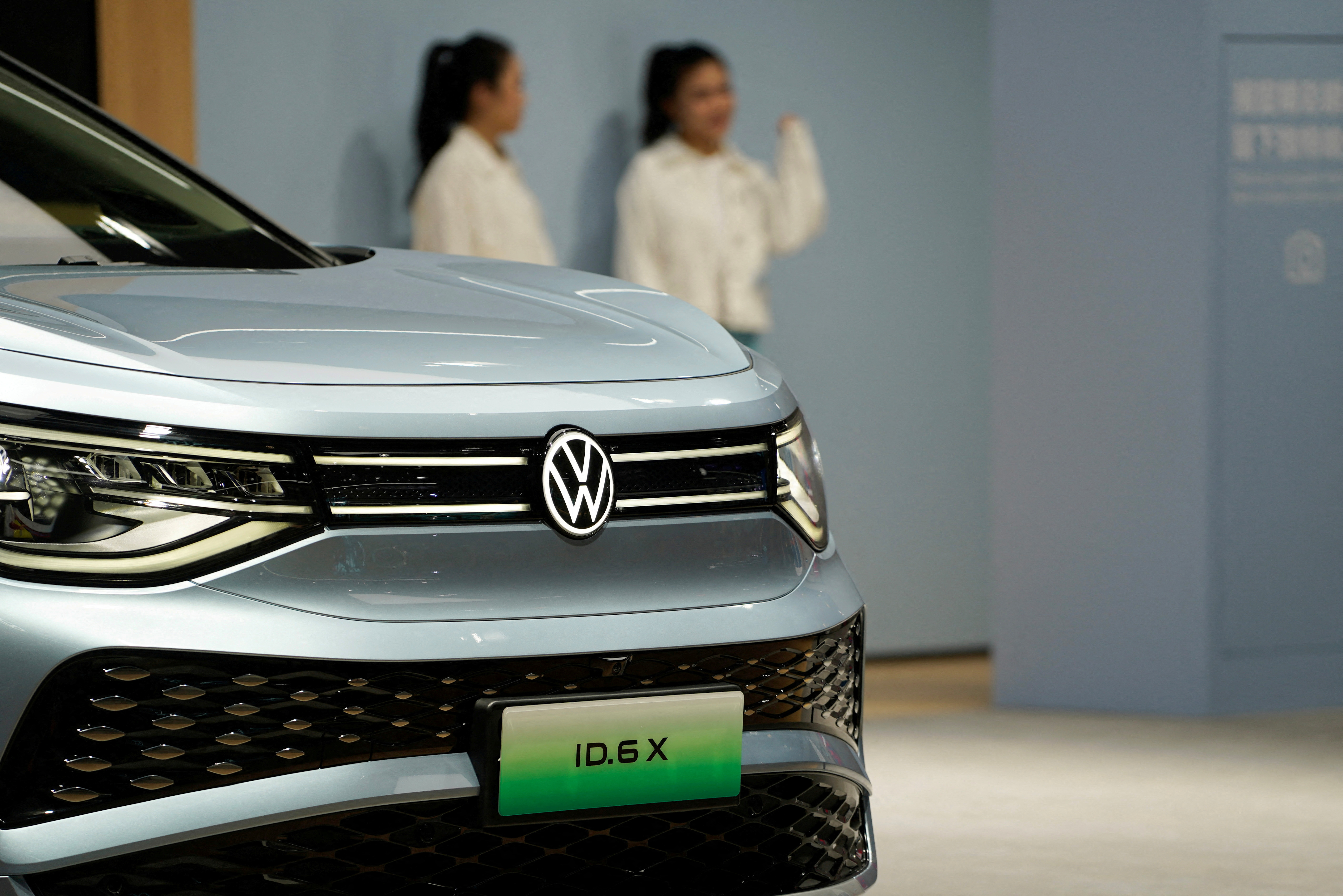A Volkswagen ID.6 X is displayed at the Auto Shanghai show, in Shanghai
