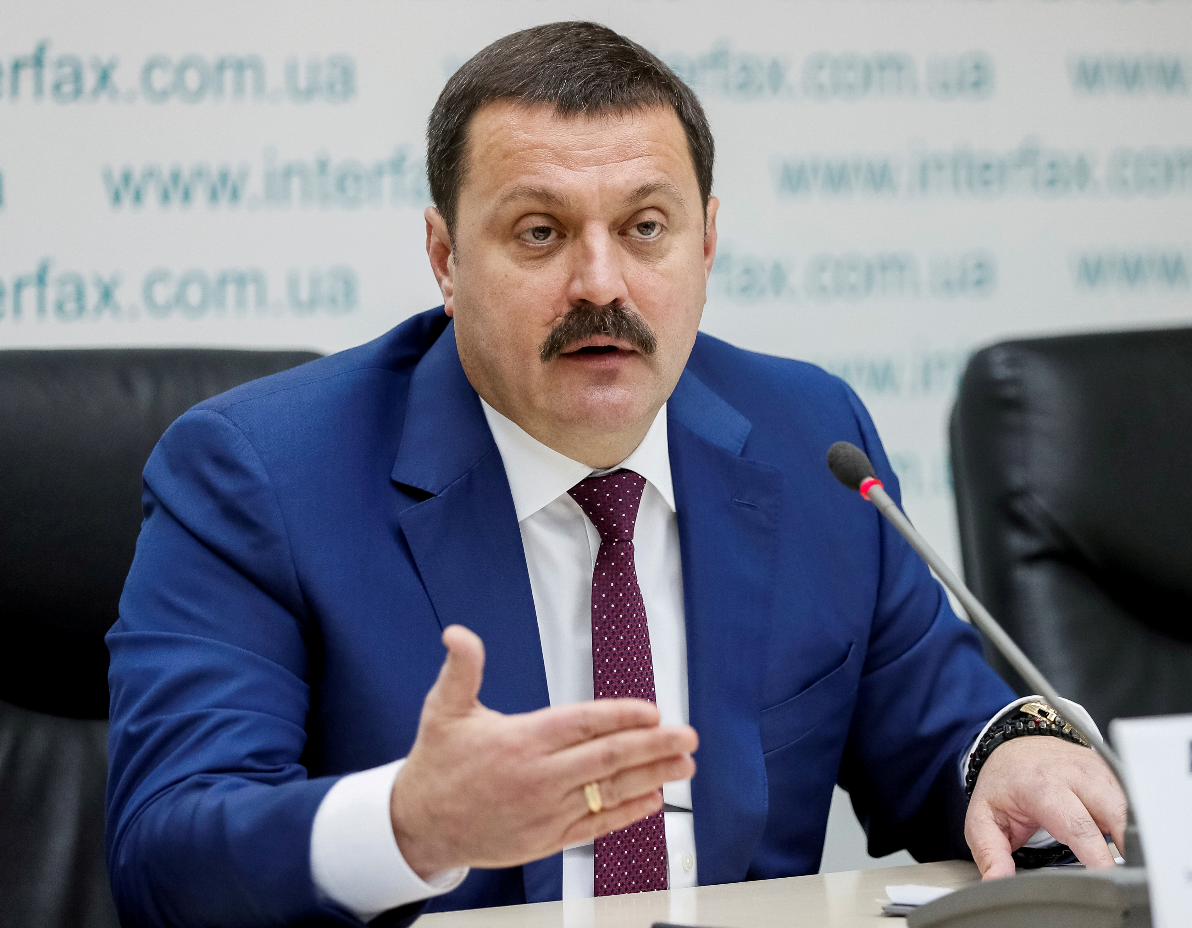 Ukrainian lawmaker Derkach attends a news conference titled 