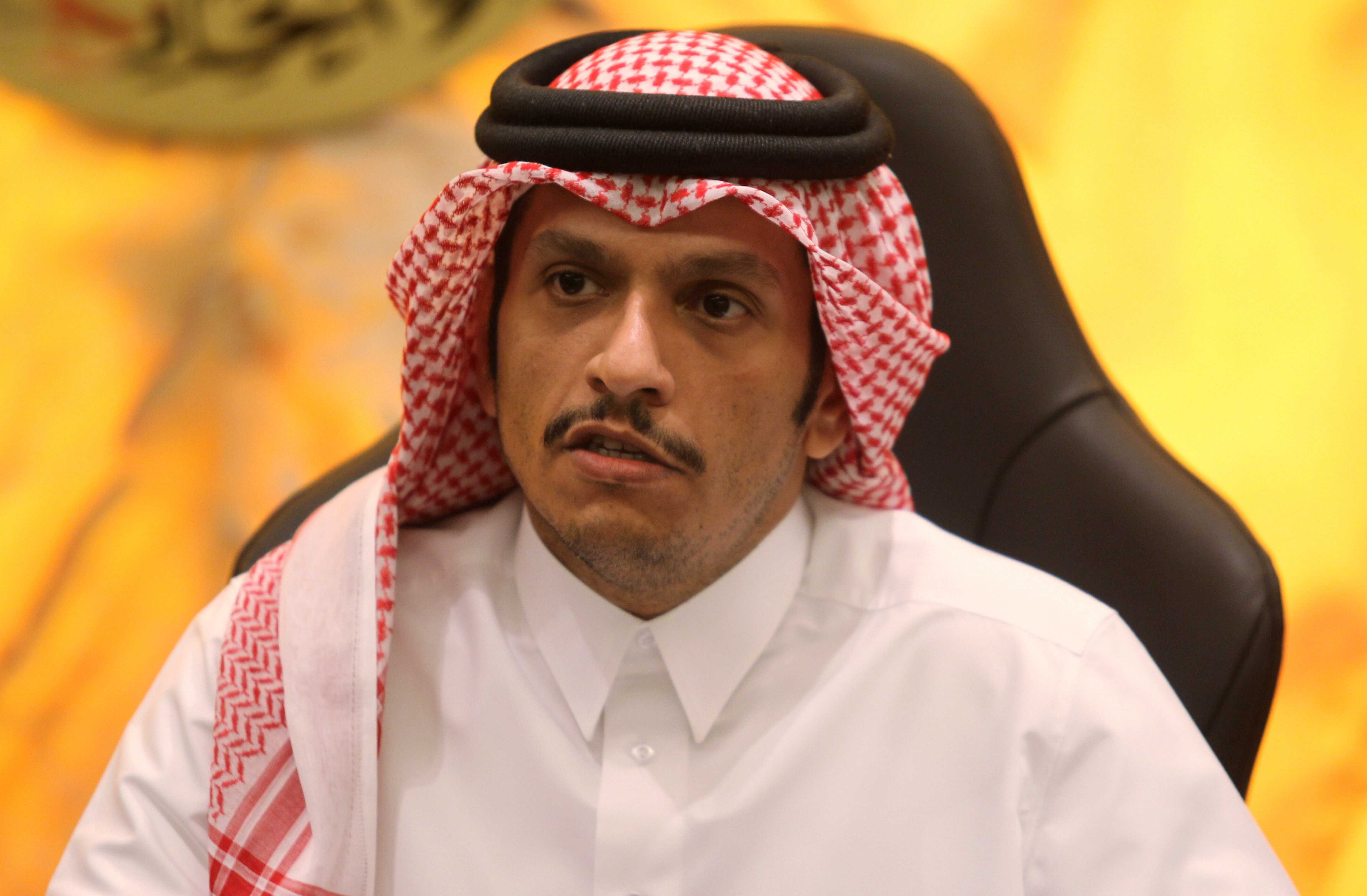 Qatar's Foreign Minister Sheikh Mohammed bin Abdulrahman al-Thani attends an interview in Doha