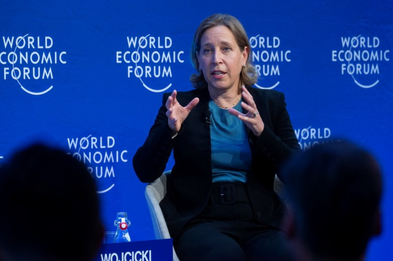 Wojcicki, CEO of YouTube, addresses delegates of the World Economic Forum in Davos