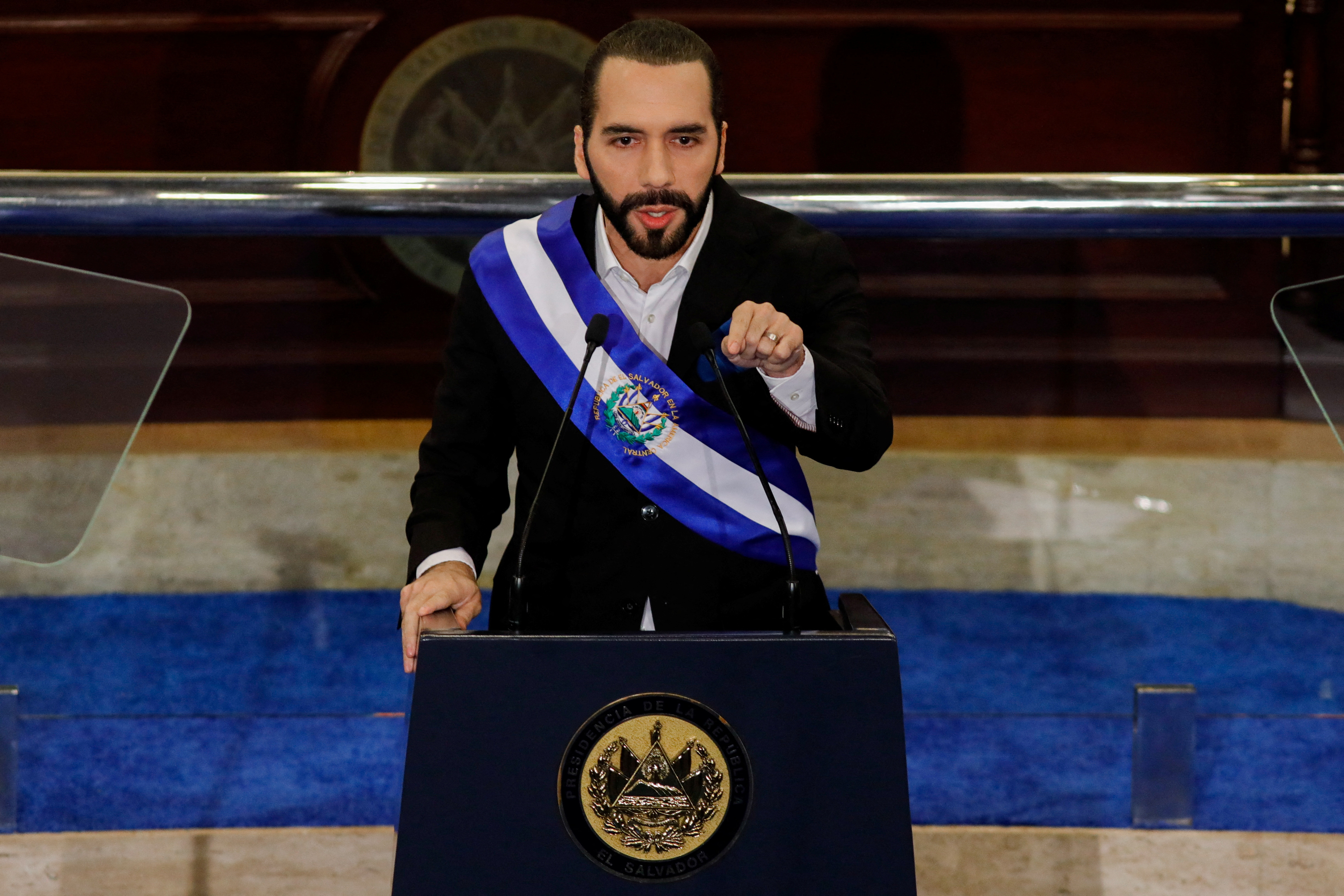El Salvador's President Nayib Bukele marks his fourth year in office, in San Salvador