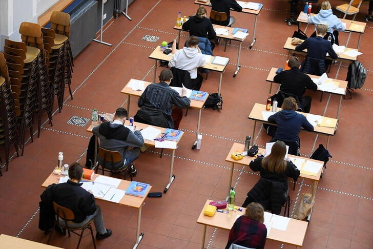 Students attend secondary school exams under COVID-19 restrictions in Berlin