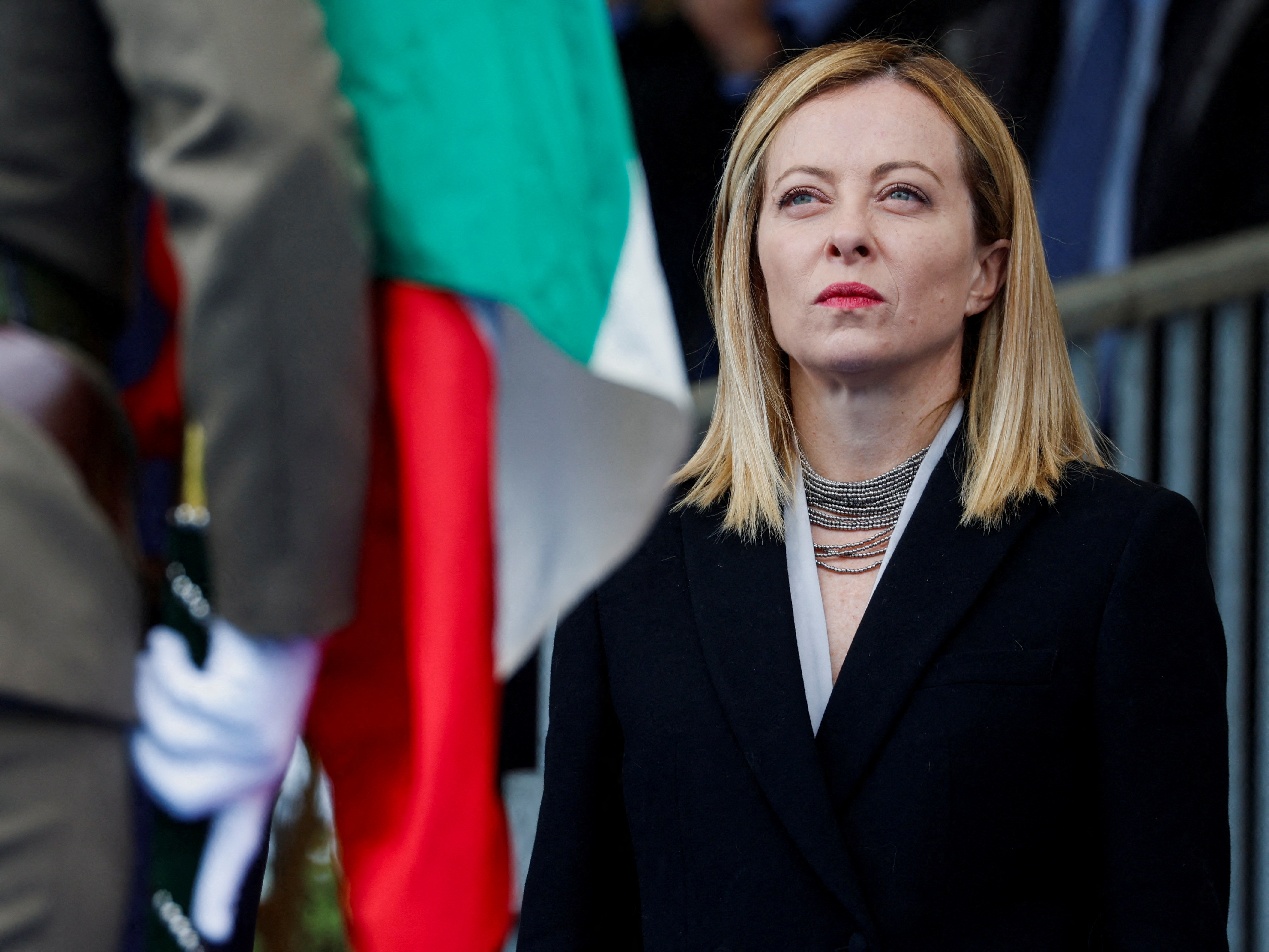 Italy's PM Giorgia Meloni attends a ceremony to mark the 163rd anniversary of the Italian Army