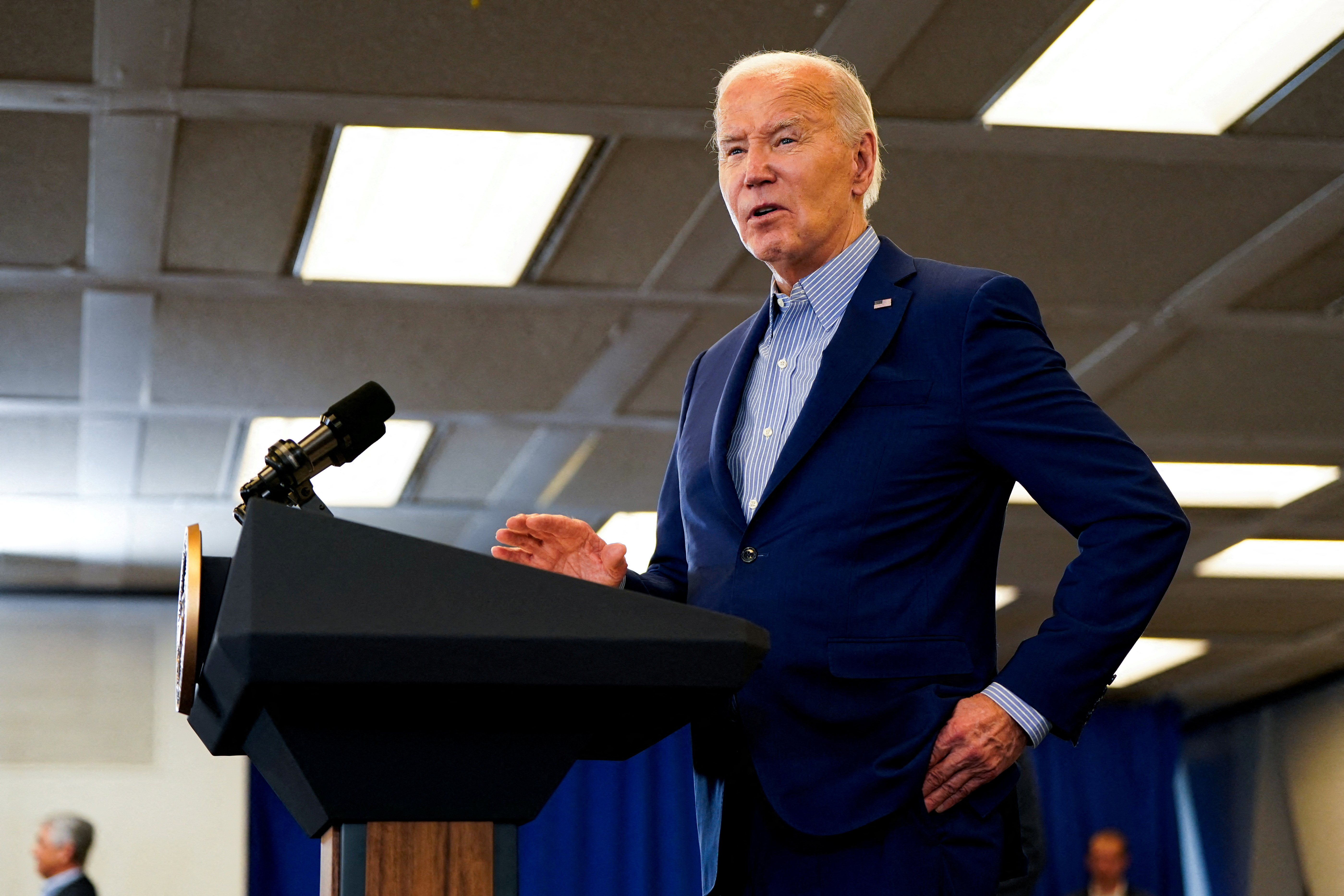 U.S. President Joe Biden delivers remarks at United Steelworkers headquarters in Pittsburgh