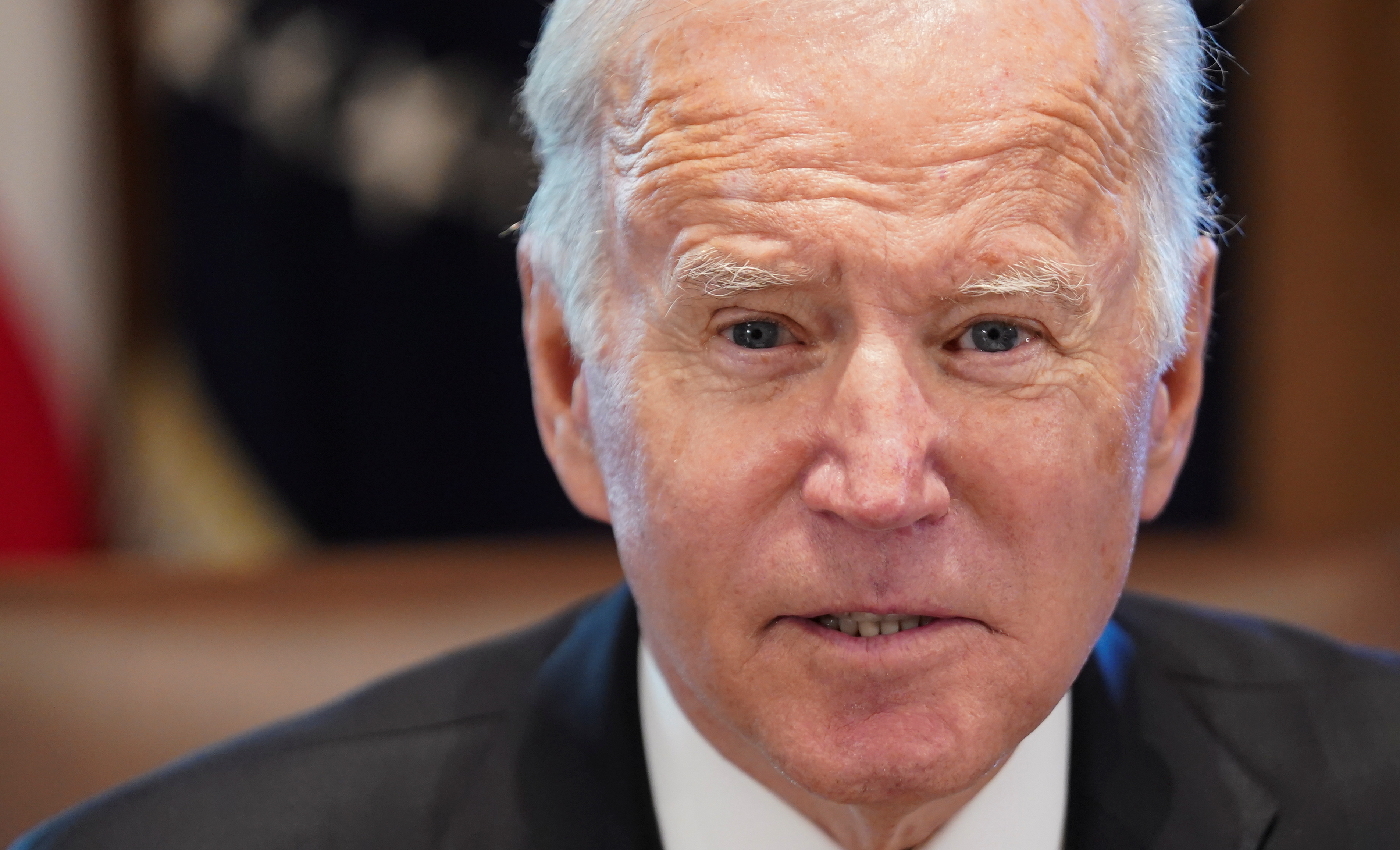 U.S. President Joe Biden holds a Cabinet meeting to discuss the implementation of the $1 trillion infrastructure bill at the White House in Washington, U.S., November 12, 2021. REUTERS/Kevin Lamarque     