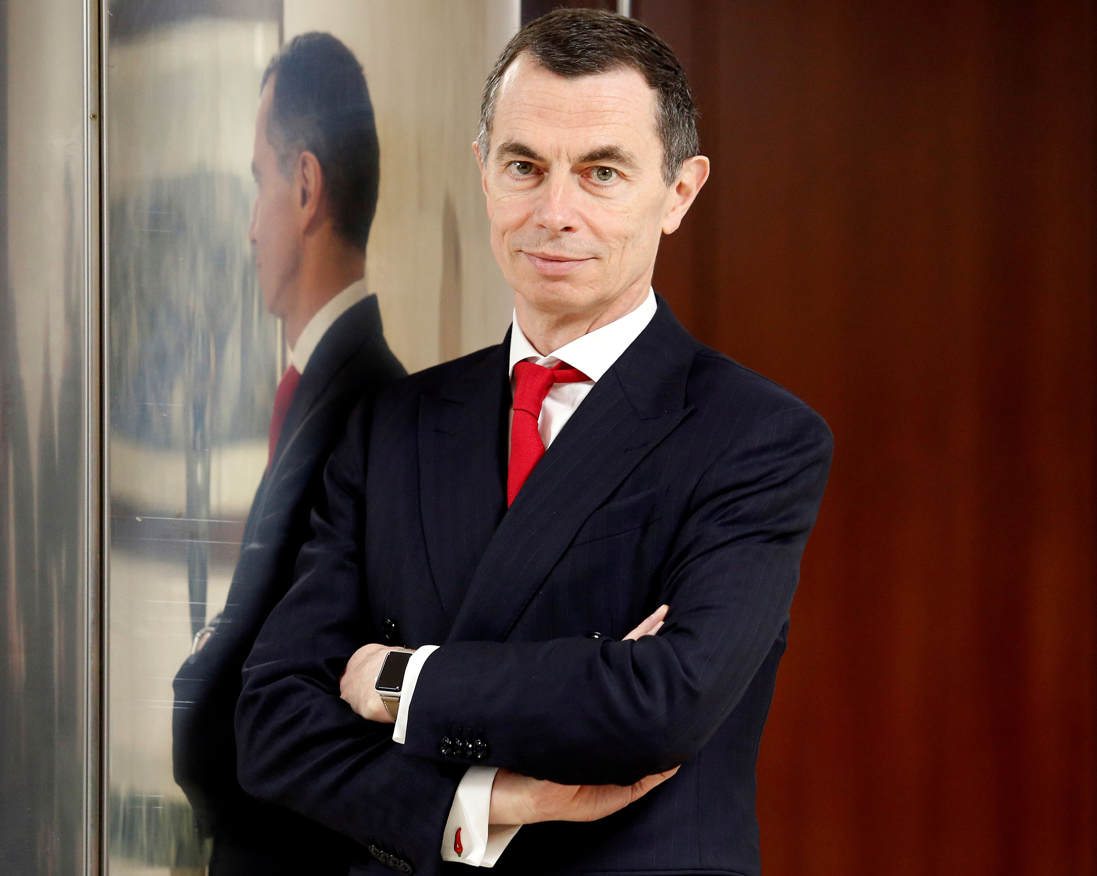 Unicredit bank CEO Mustier poses during the shareholders meeting in Rome