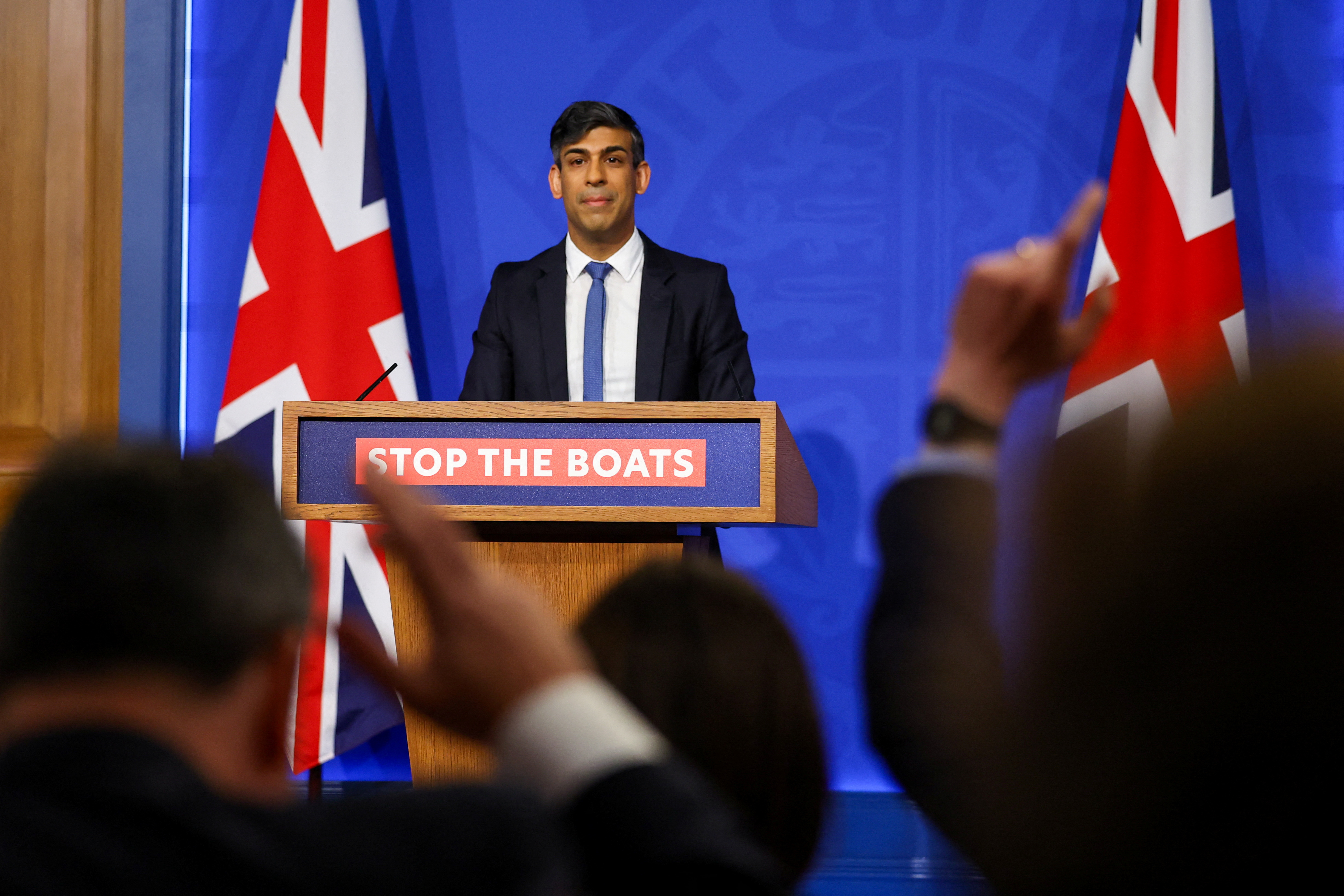 British PM Sunak hosts a press conference at Downing Street in London