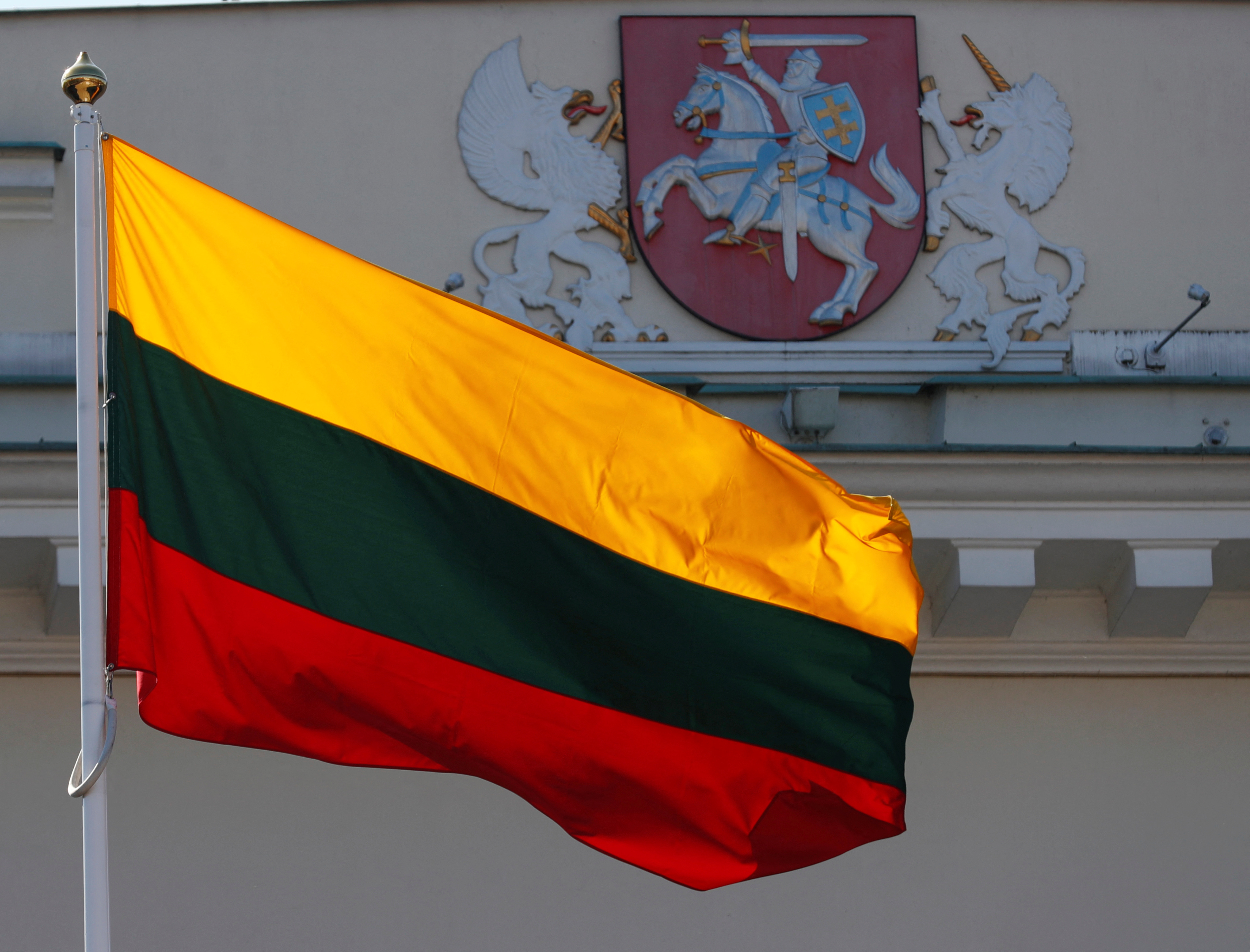 Lithuanian flag flutters during the celebration of the 15th anniversary of Lithuania's membership in NATO in Vilnius