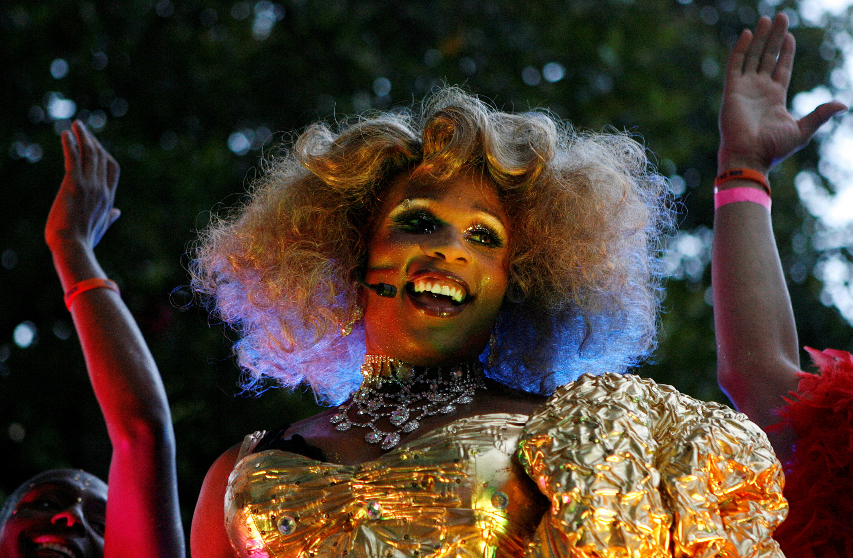 U.S. drag queen 'Peppermint' performs during the 31th annual gay and lesbian Mardi Gras parade in central Sydney