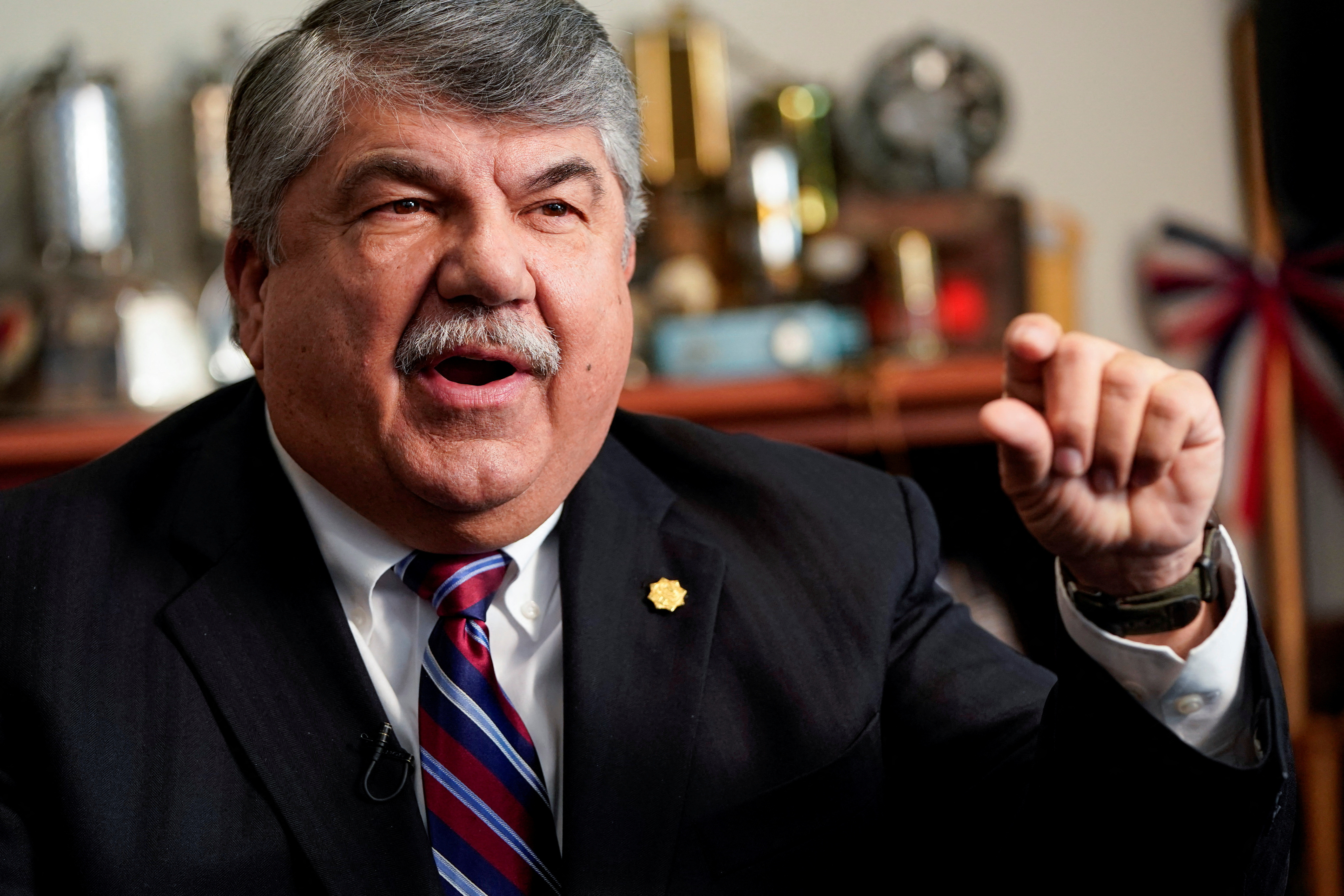 President of the AFL-CIO Richard Trumka speaks about his role in securing labor protections in the USMCA trade agreement in Washington