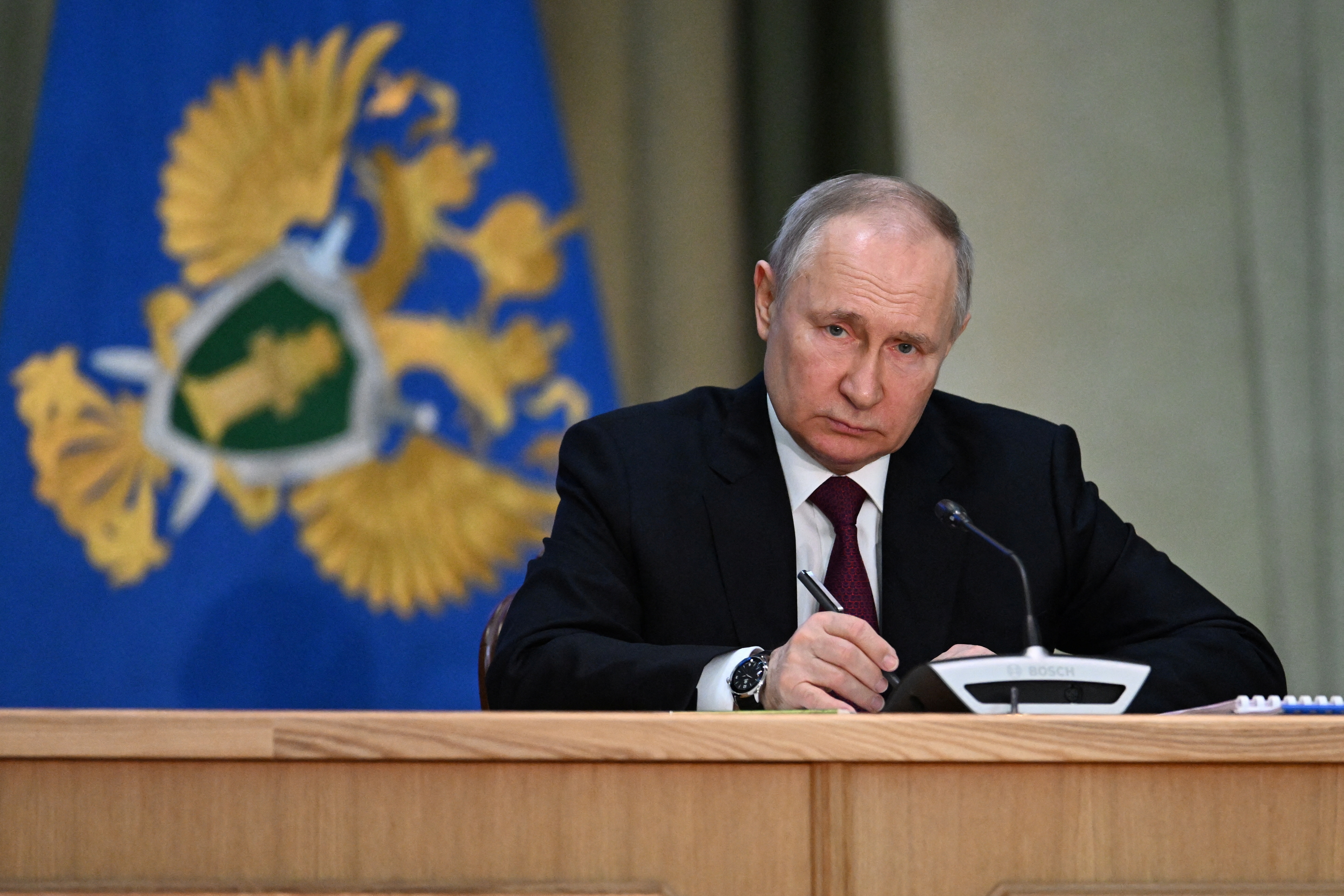 Russia's President Putin attends Prosecutor General collegium meeting in Moscow
