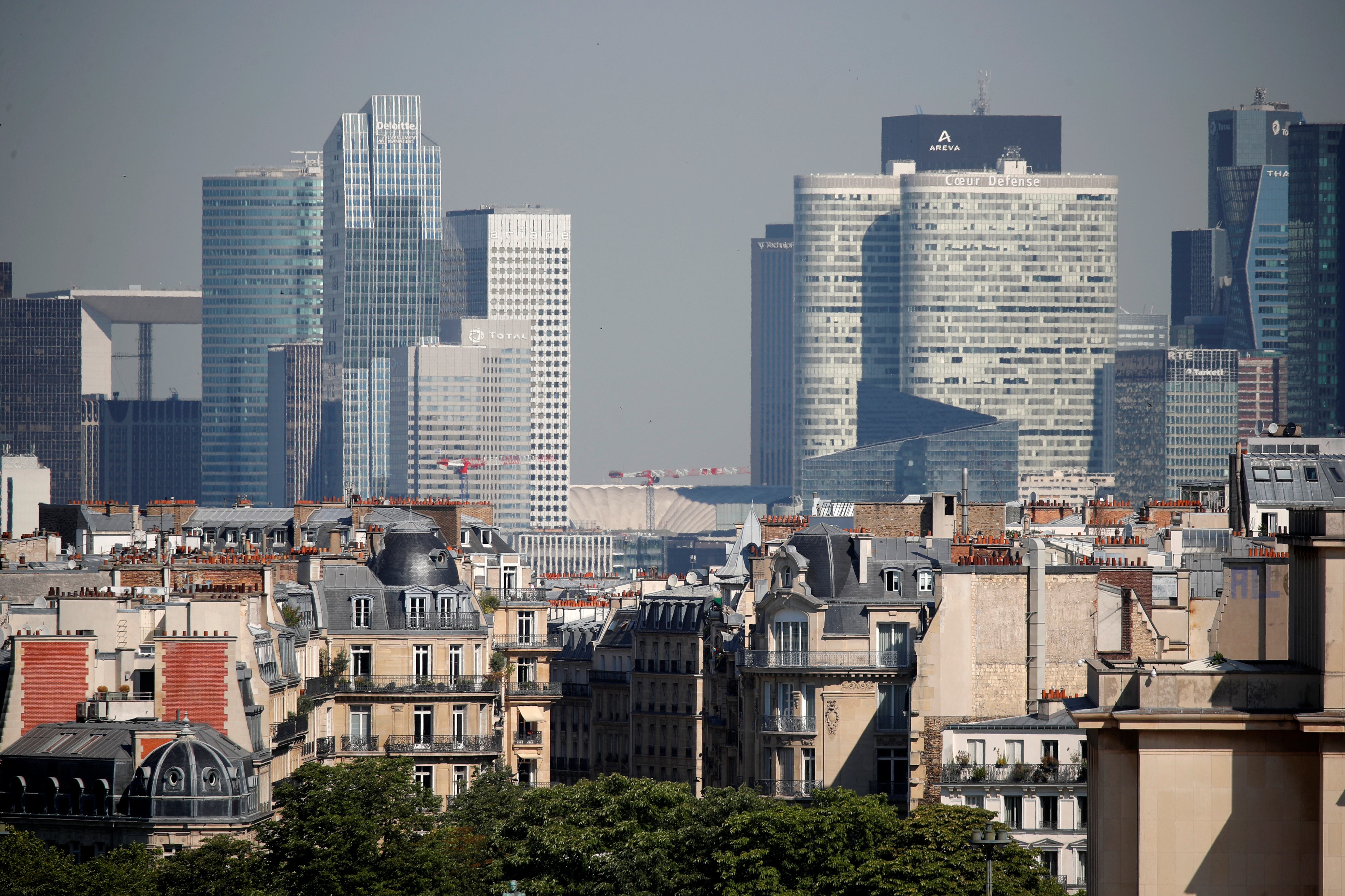 The skyline of La Defense business district seen from Paris