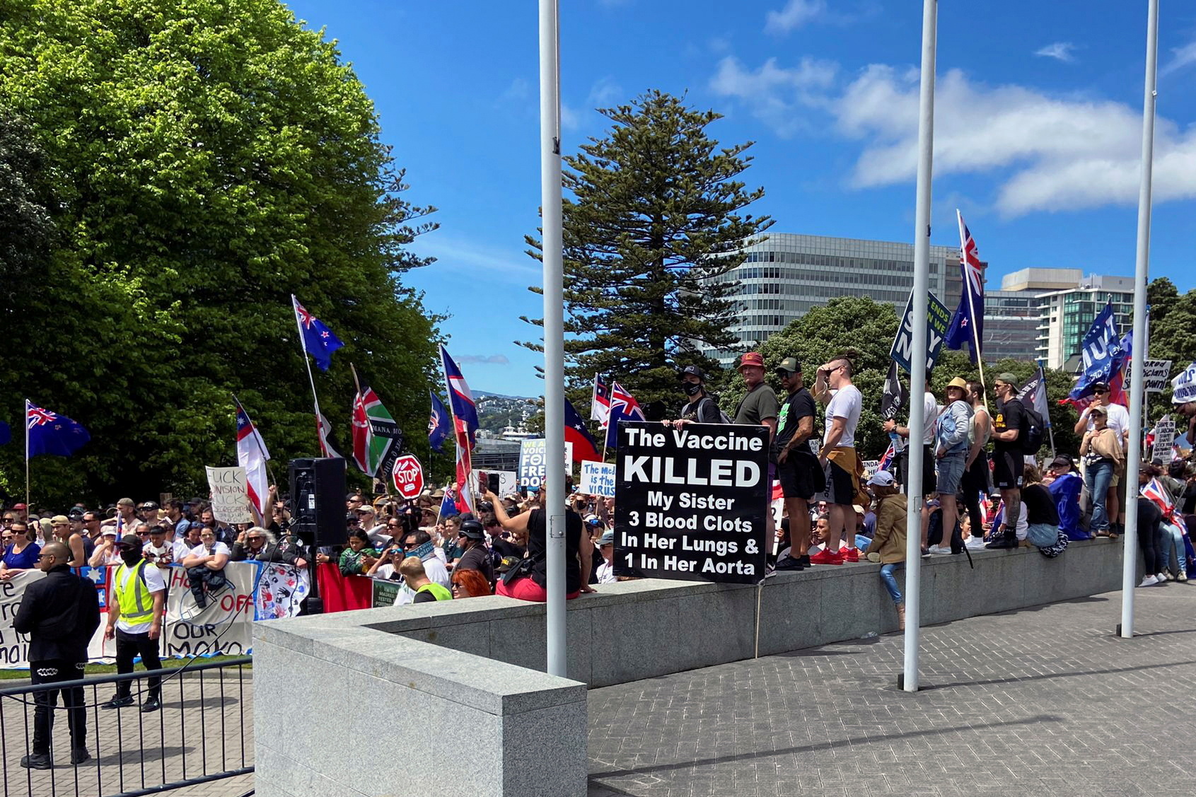 Protesters rally against coronavirus disease (COVID-19) restrictions and vaccine mandates in Wellington