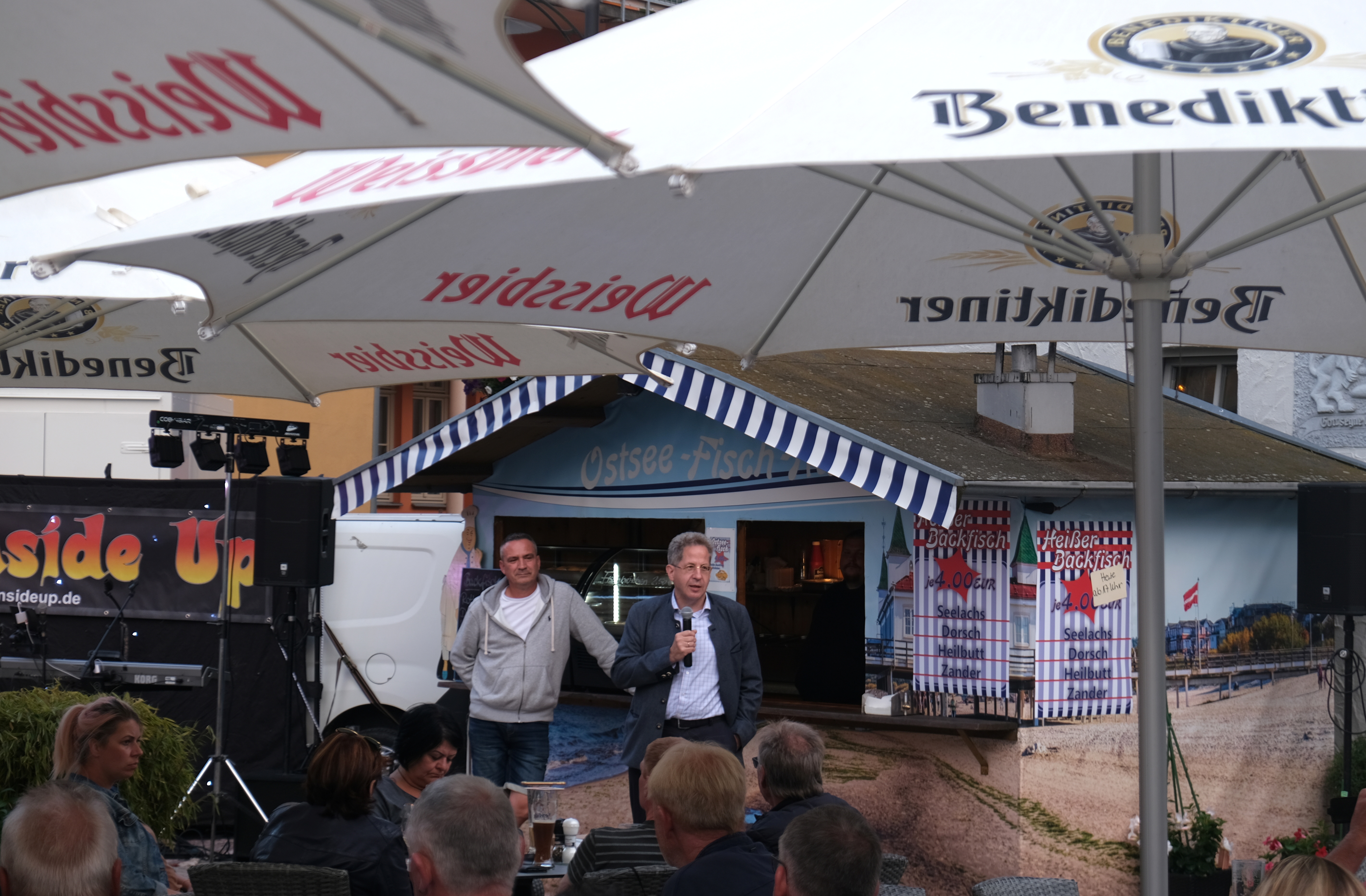 Conservative CDU candidate Hans-Georg Maassen addresses supporters in his constituency Meiningen