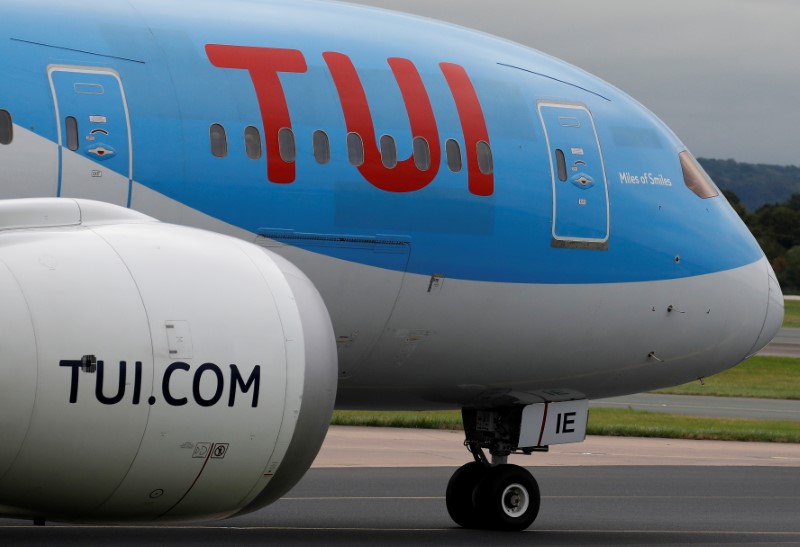 A TUI jet prepares to take off from Manchester Airport