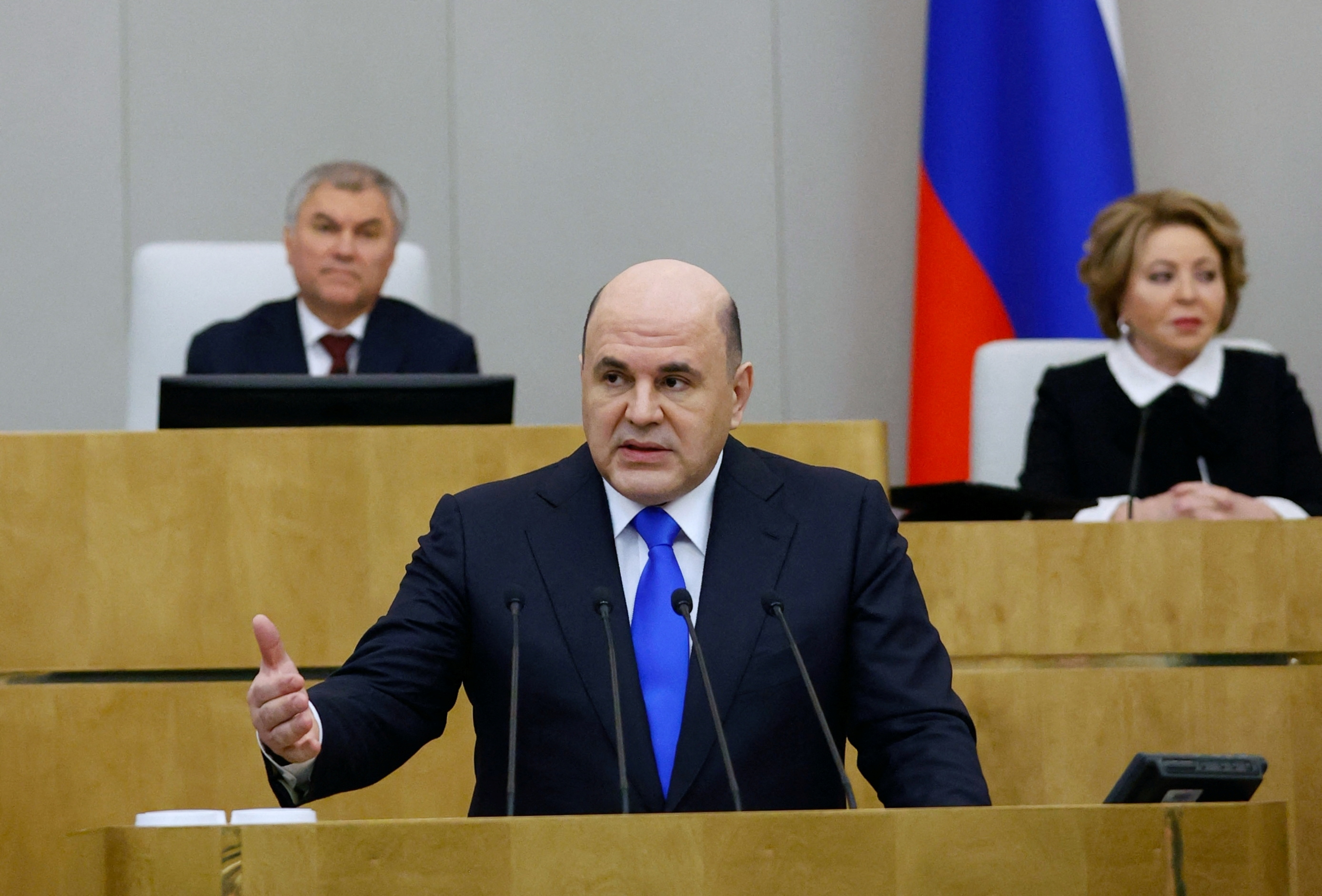 Russian PM Mishustin attends a session of the State Duma in Moscow