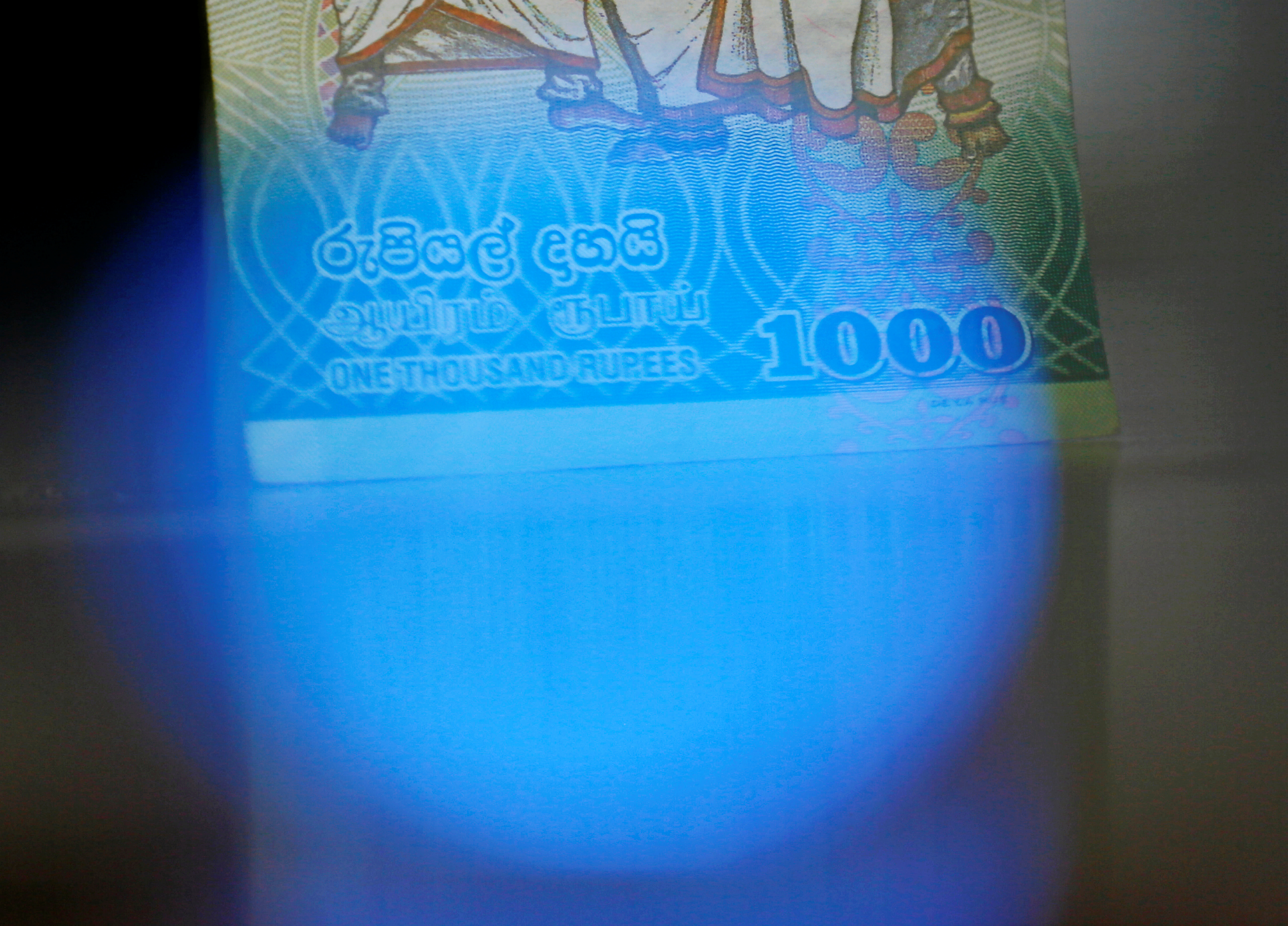 A Sri Lankan Thousand rupee note is seen in this picture illustration