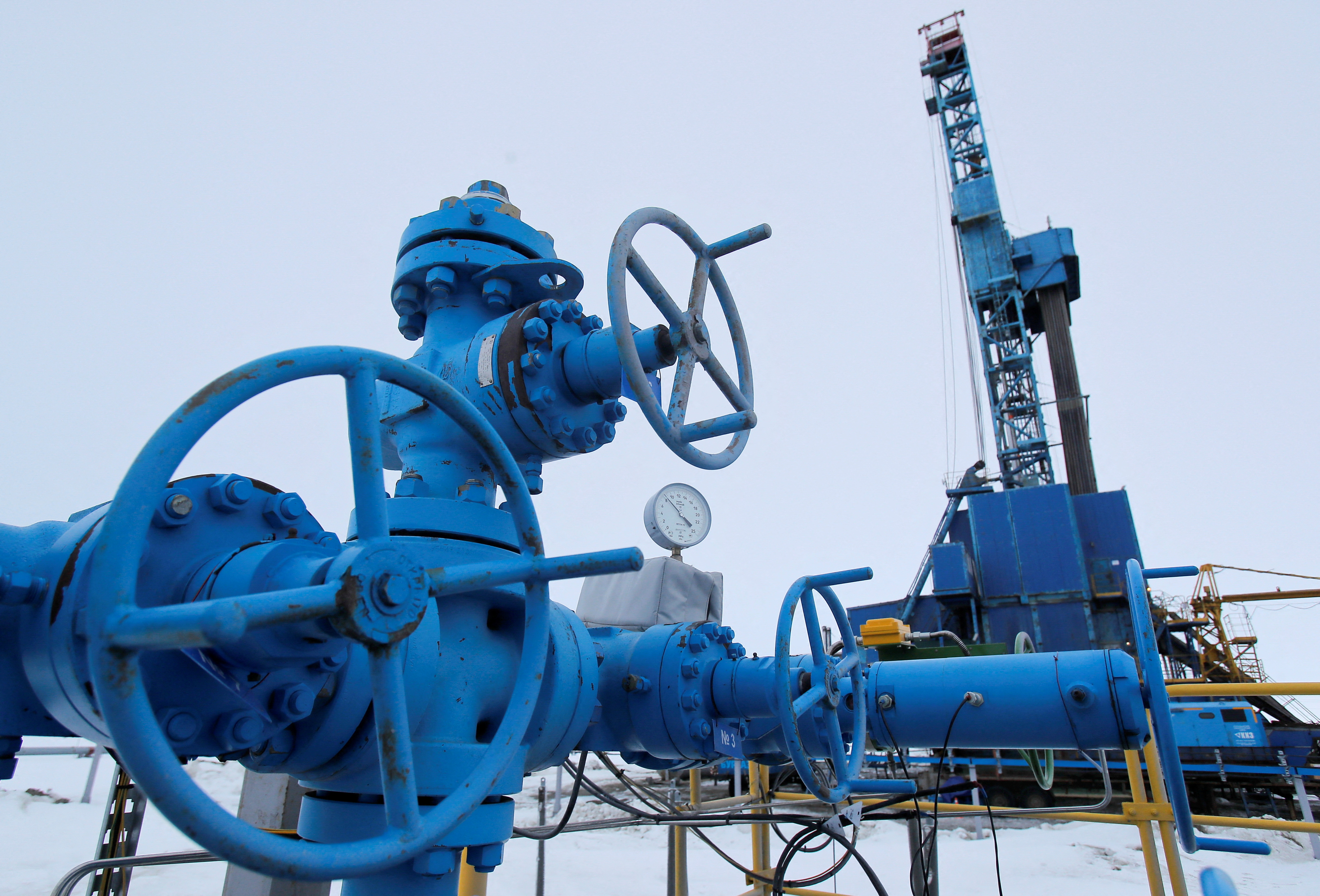 A view shows Gazprom's gas processing facility at Bovanenkovo gas field