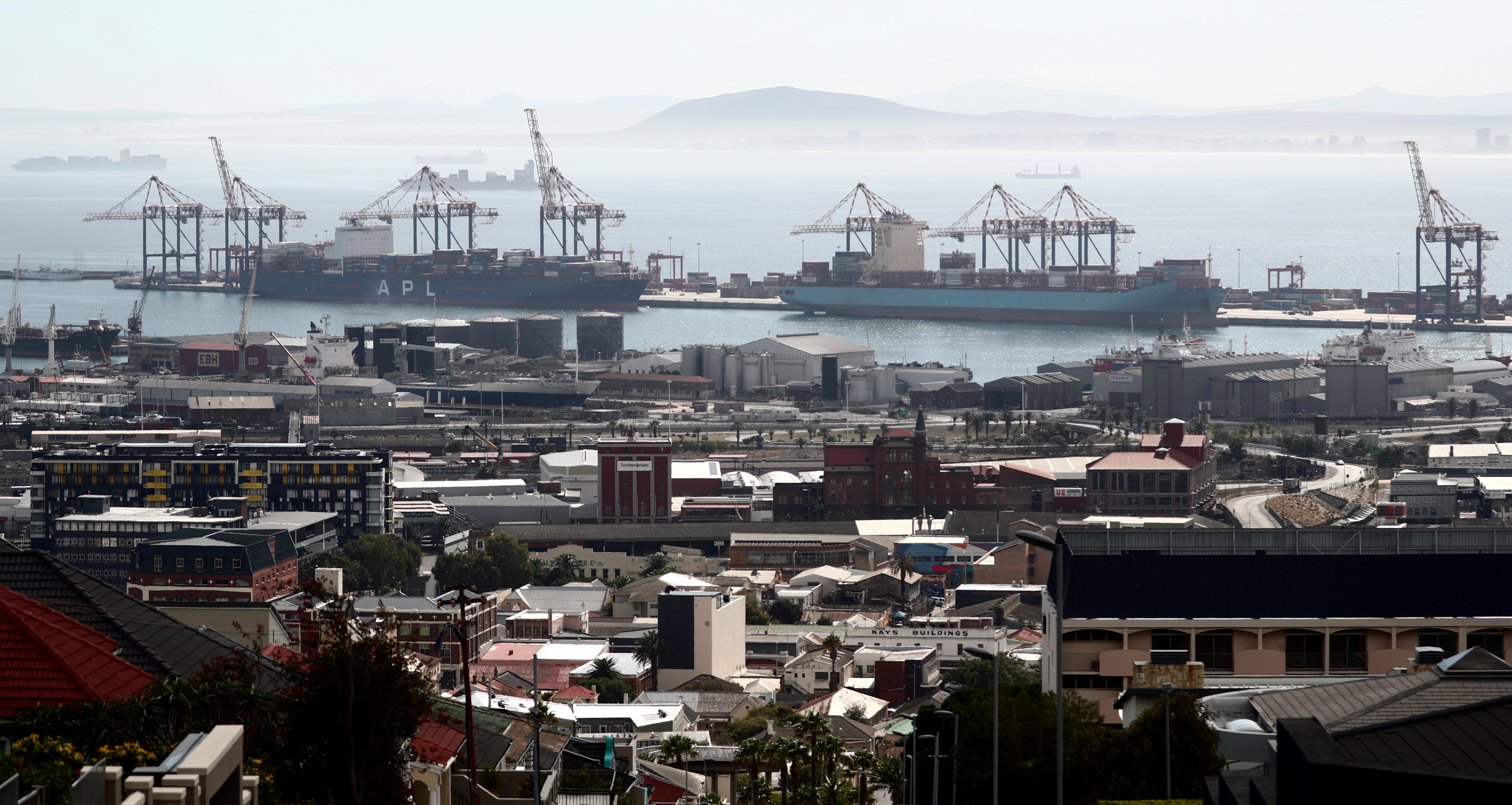 Container ships in Cape Town, South Africa