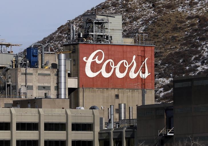 The sign on the Coors brewery is seen in Golden