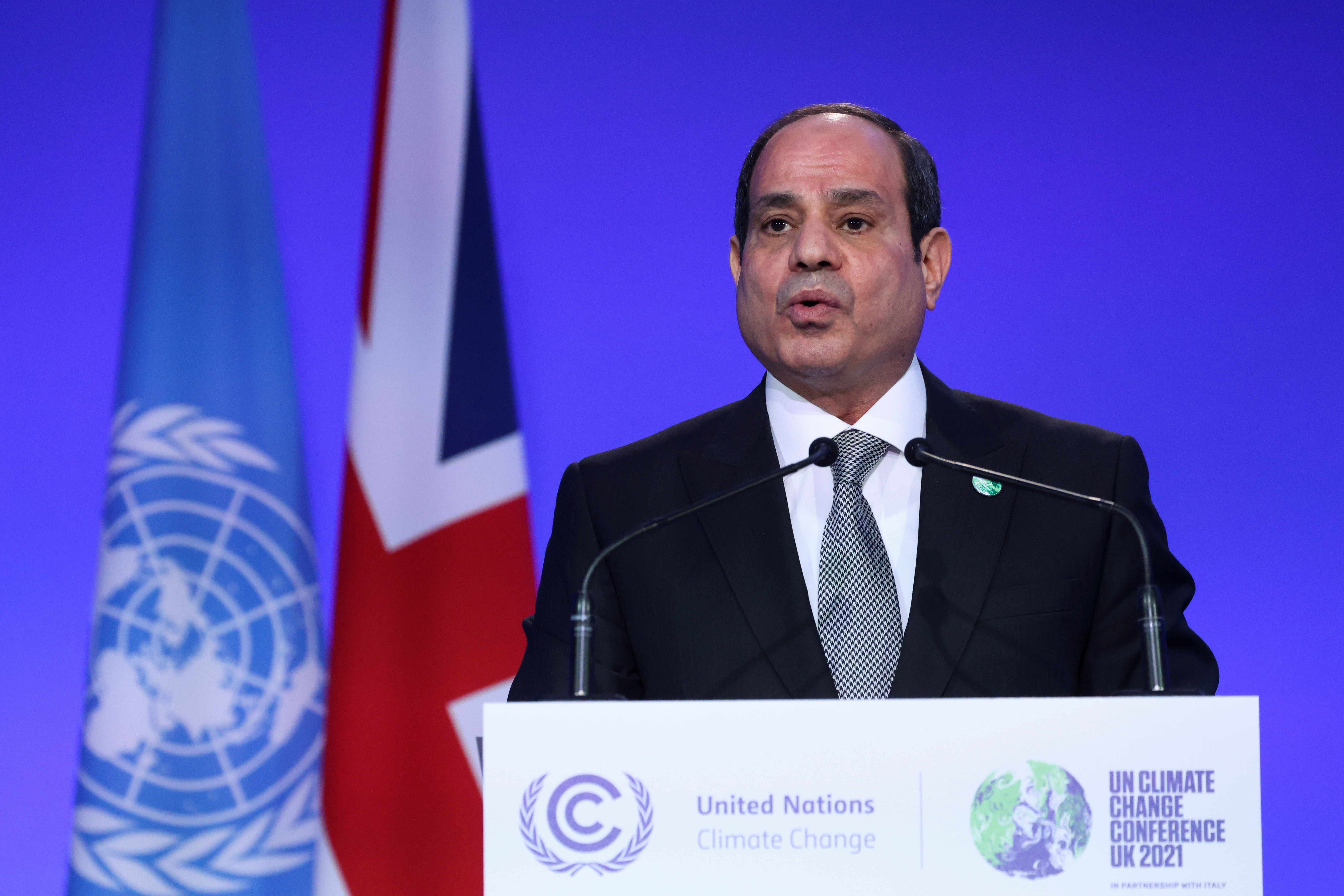 Egypt's President Abdel Fattah al-Sisi speaks during the UN Climate Change Conference (COP26) in Glasgow