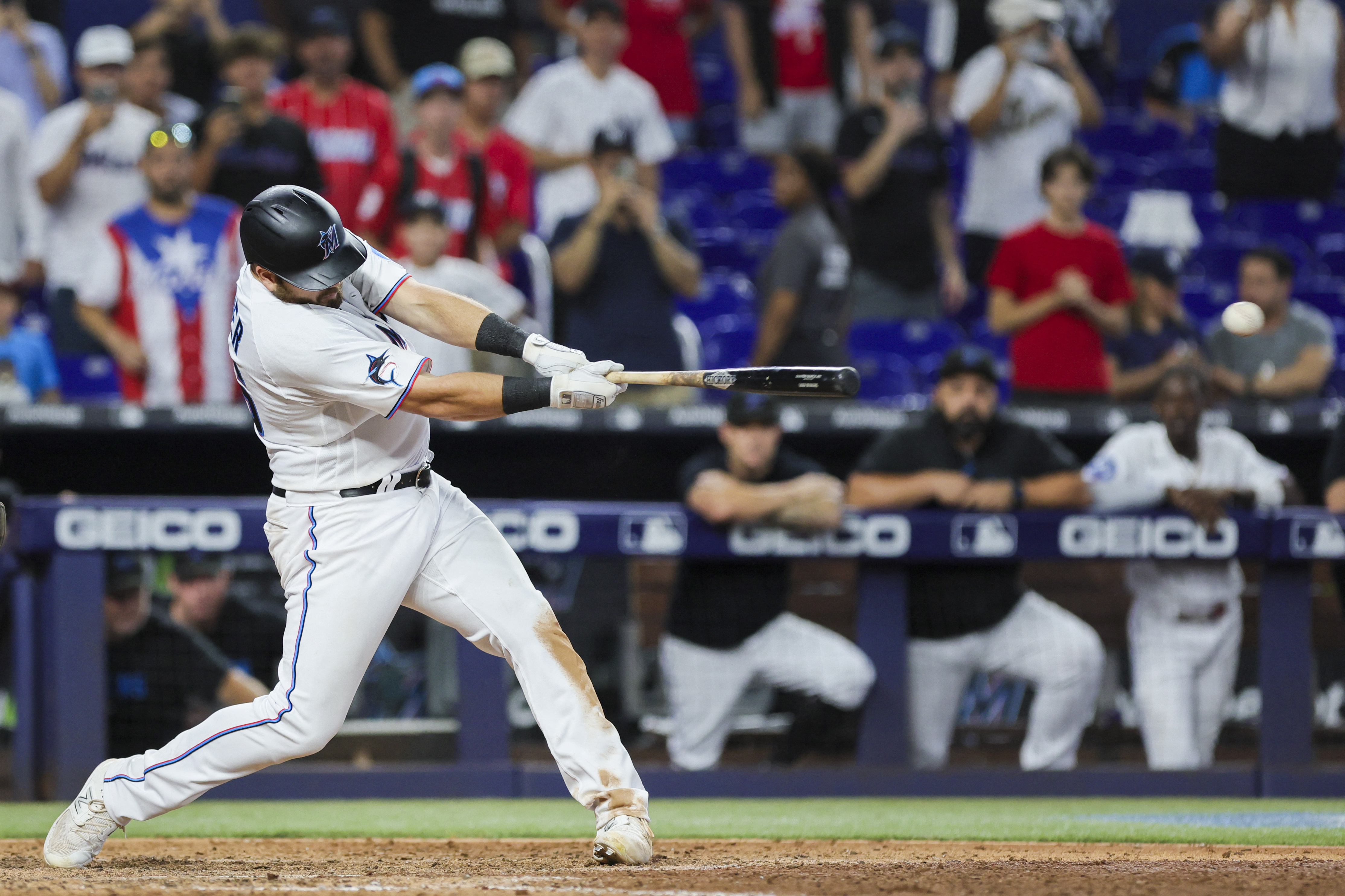 Jake Burger's triple caps Marlins' five-run ninth to beat Yankees - The  Boston Globe