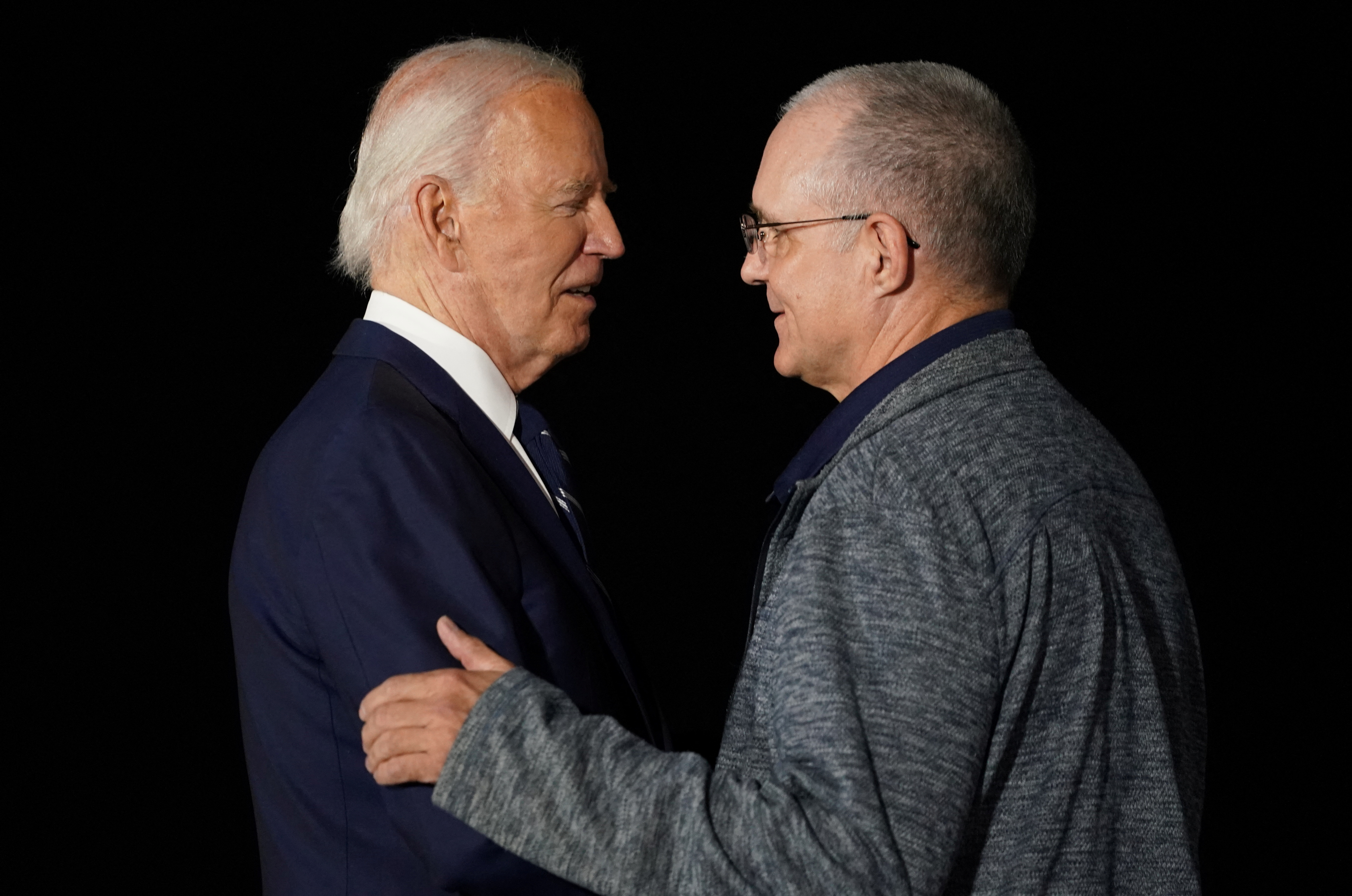 U.S. President Joe Biden meets with Americans released from detention in Russia, upon their arrival at Joint Base Andrews